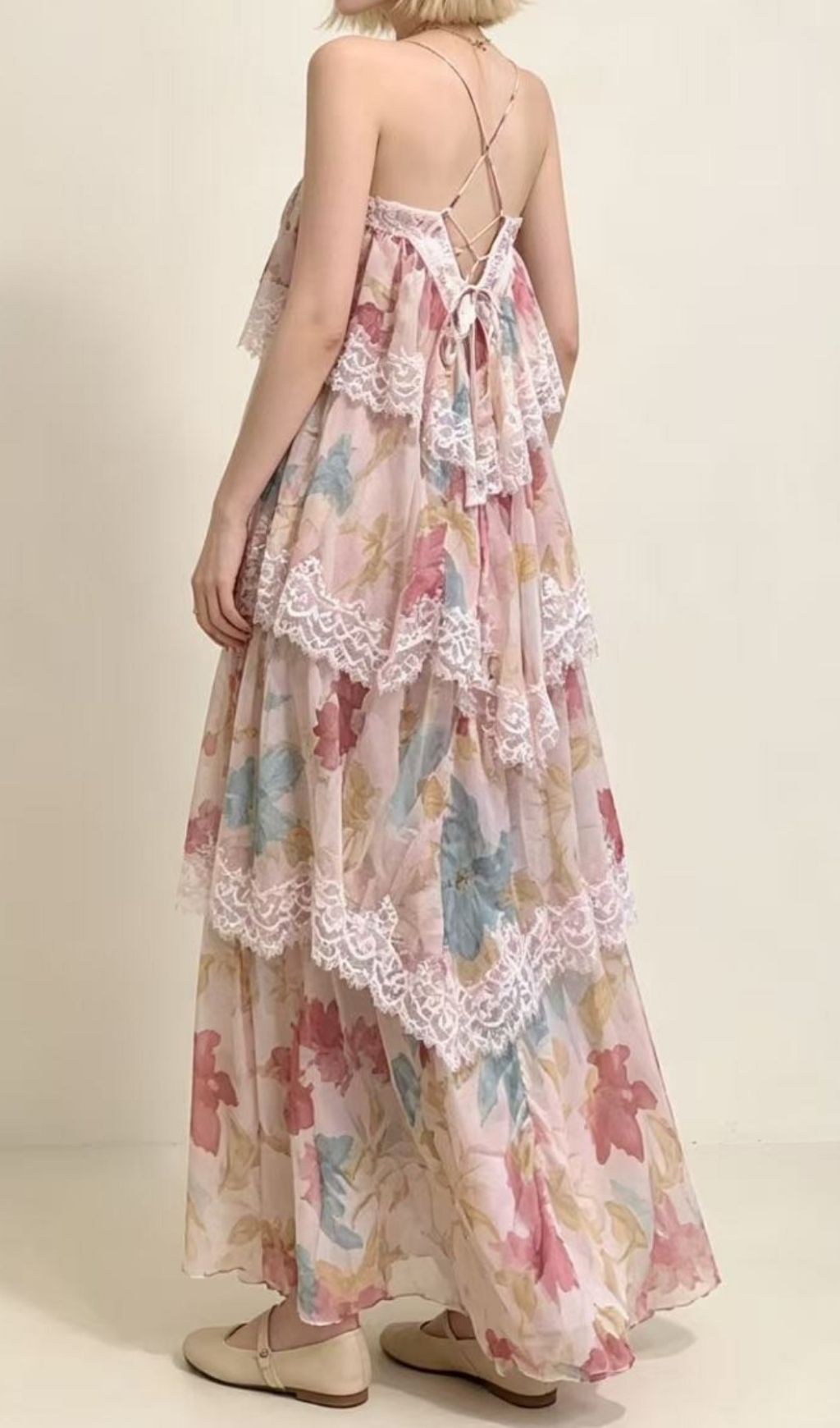Kôichi Strappy Lace Printed Maxi Dress