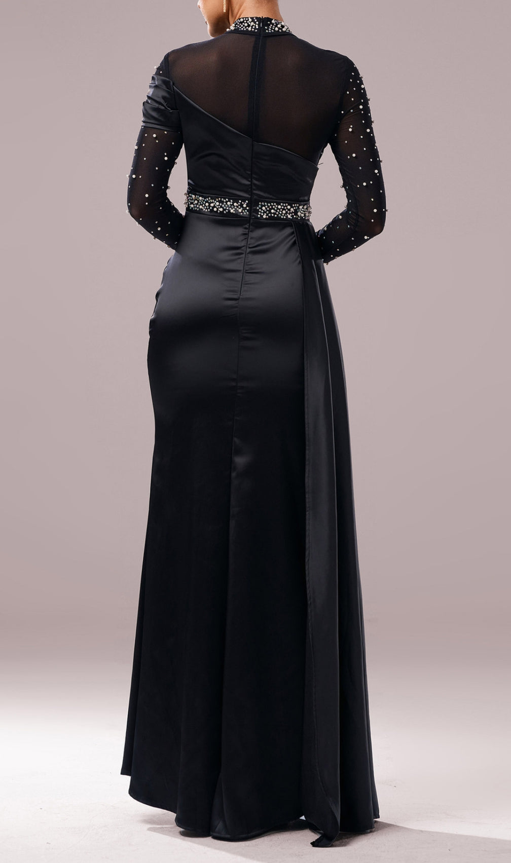 Dell Black Embellished Long Sleeve Maxi Dress