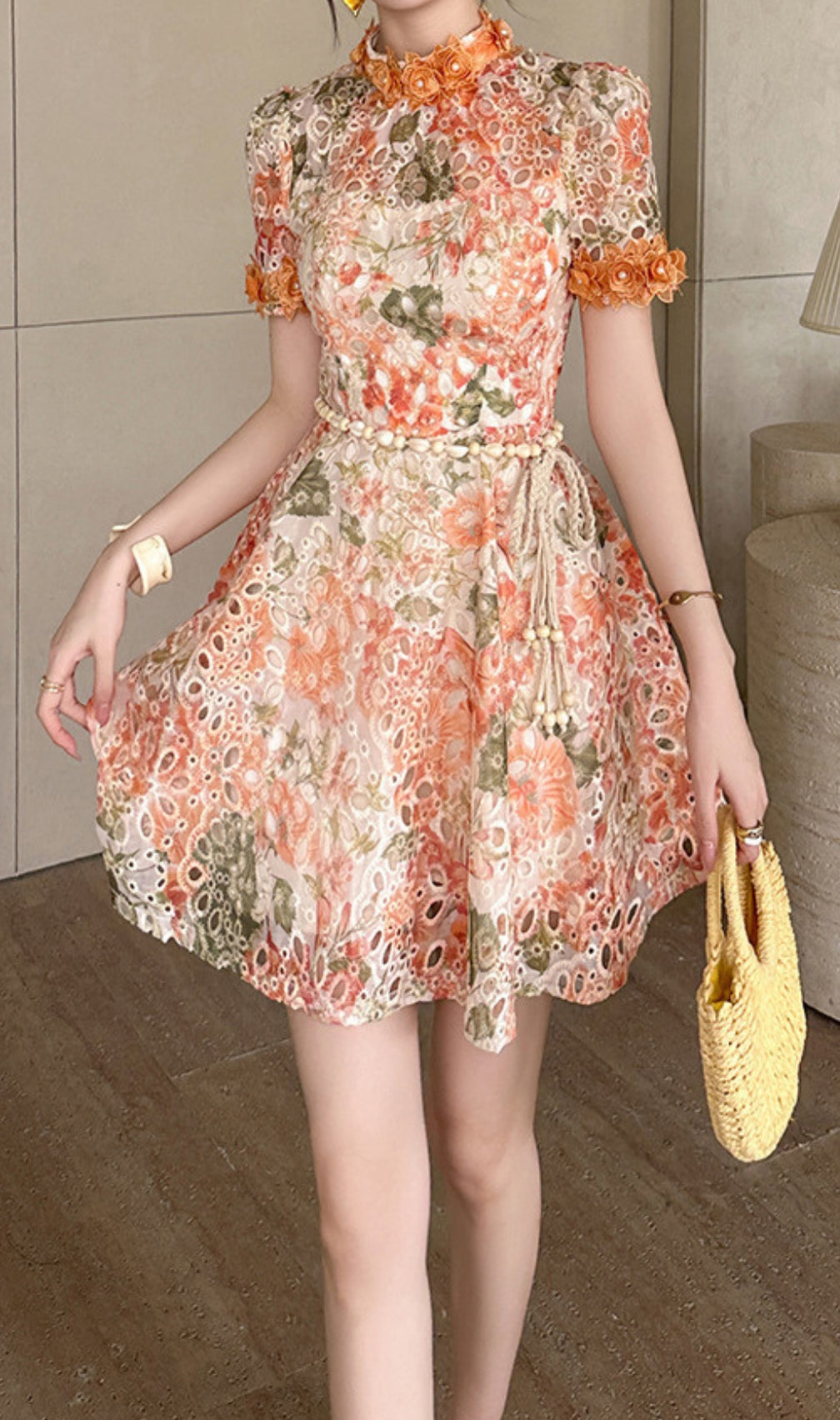 Daija Flower Embroidery Mini Dress