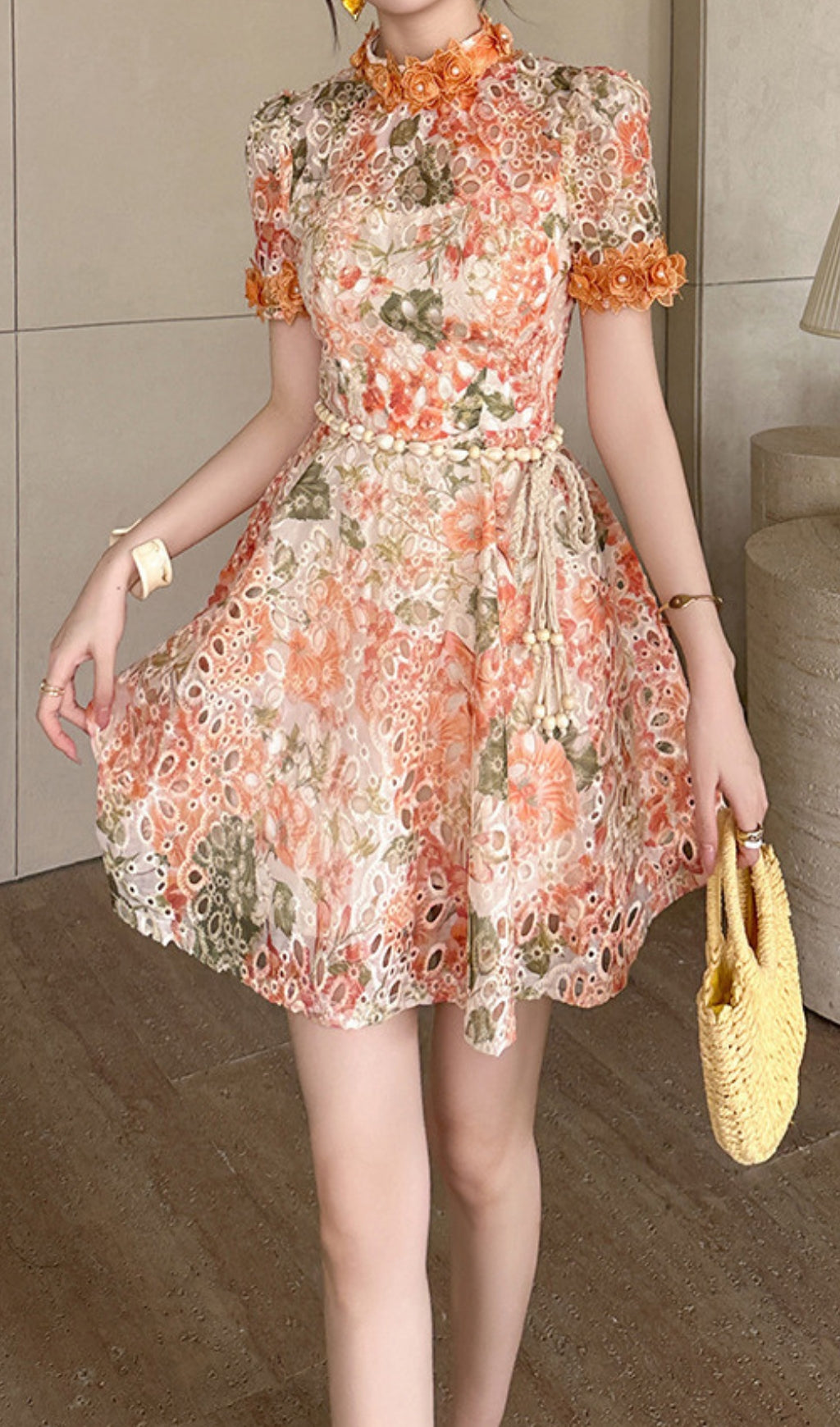 Daija Flower Embroidery Mini Dress