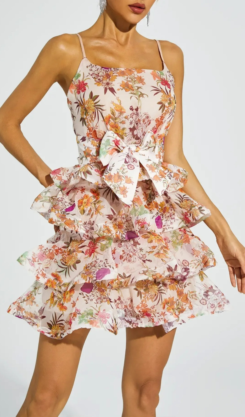 Bina Floral Ruched Slip Mini Dress