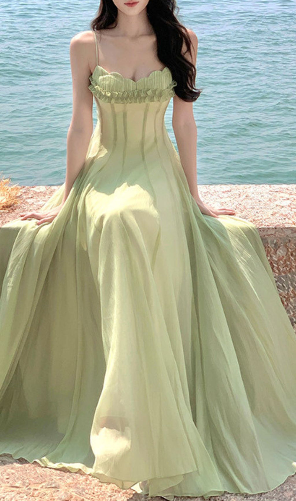 Fala Green Strappy Maxi Dress