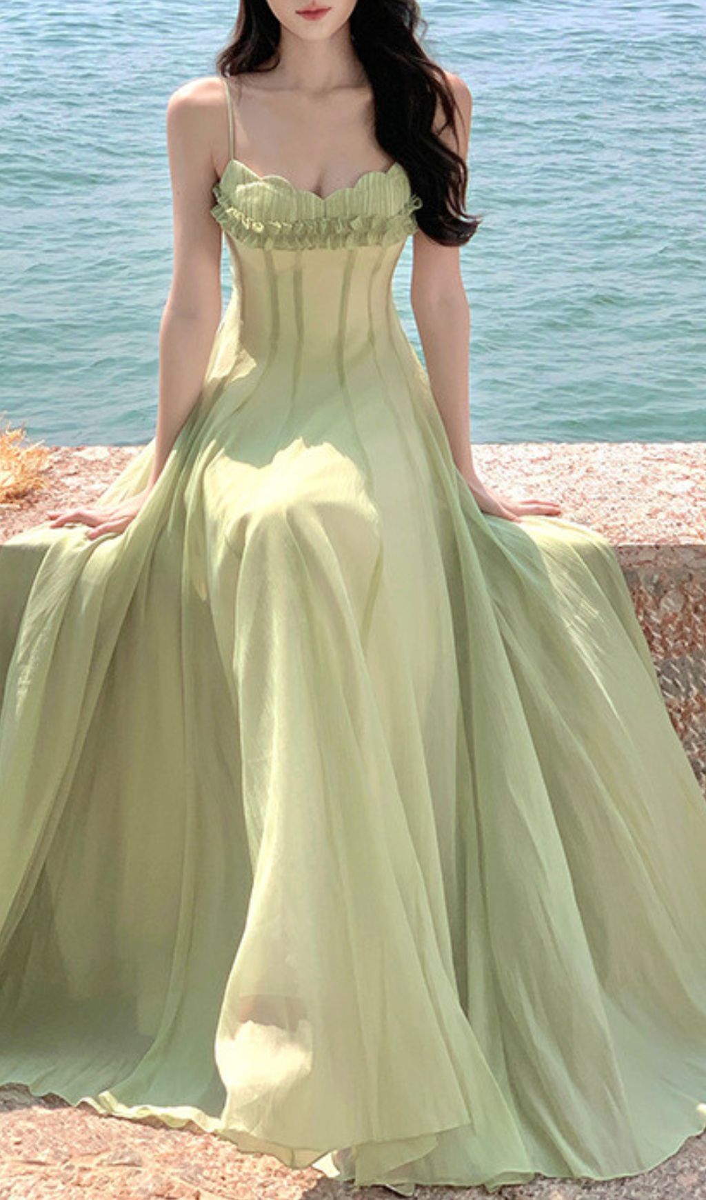 Fala Green Strappy Maxi Dress