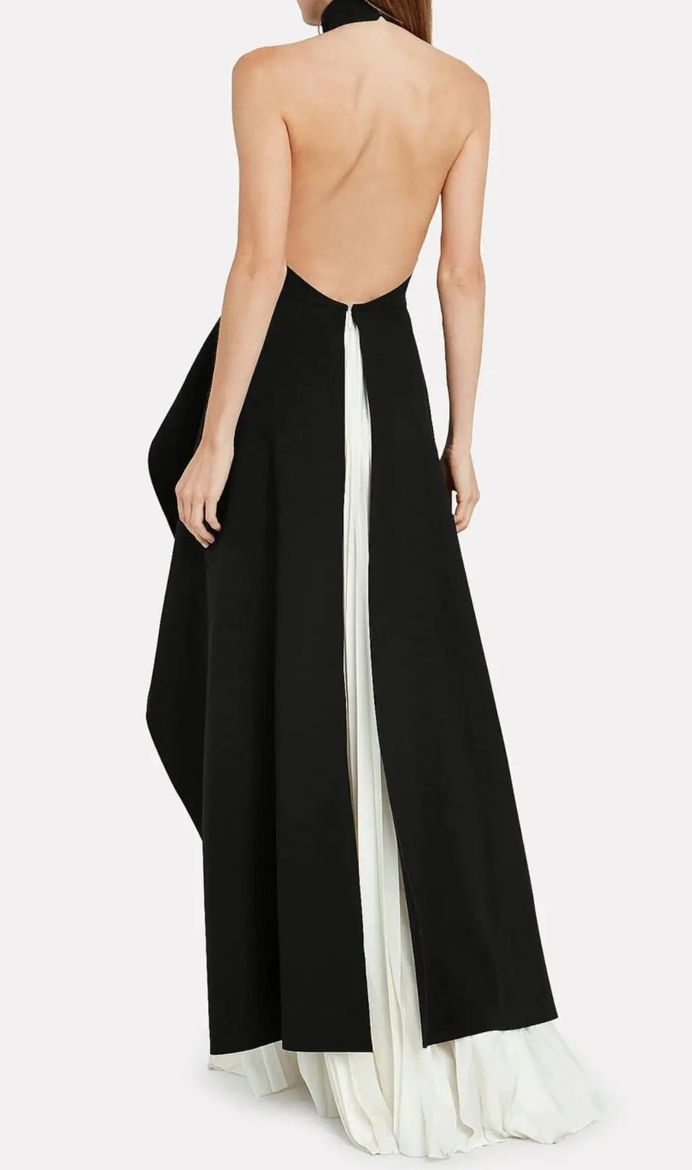Bandage Halter Irregular Maxi Dress In Black And White