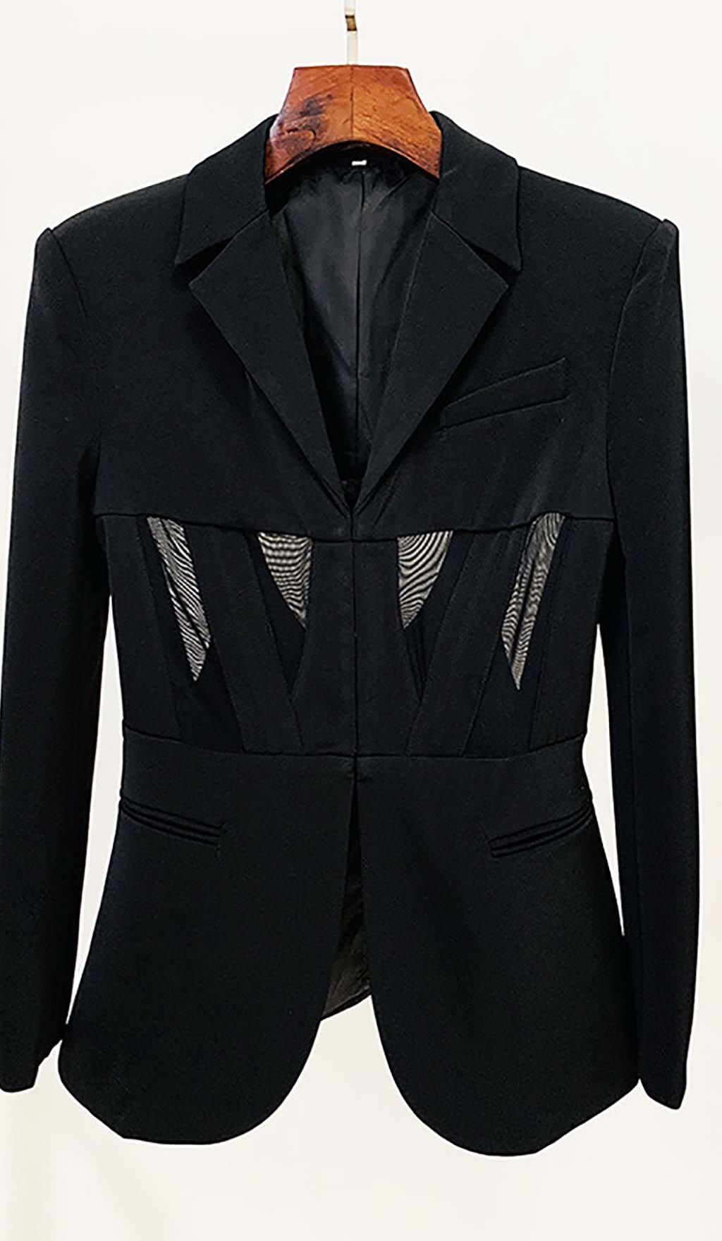 Paneled Perspective Blazer In Black