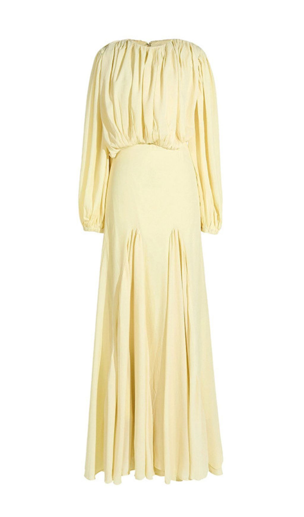 Jimena Yellow Pleated Maxi Dress | Elegant Long Sleeve Gown