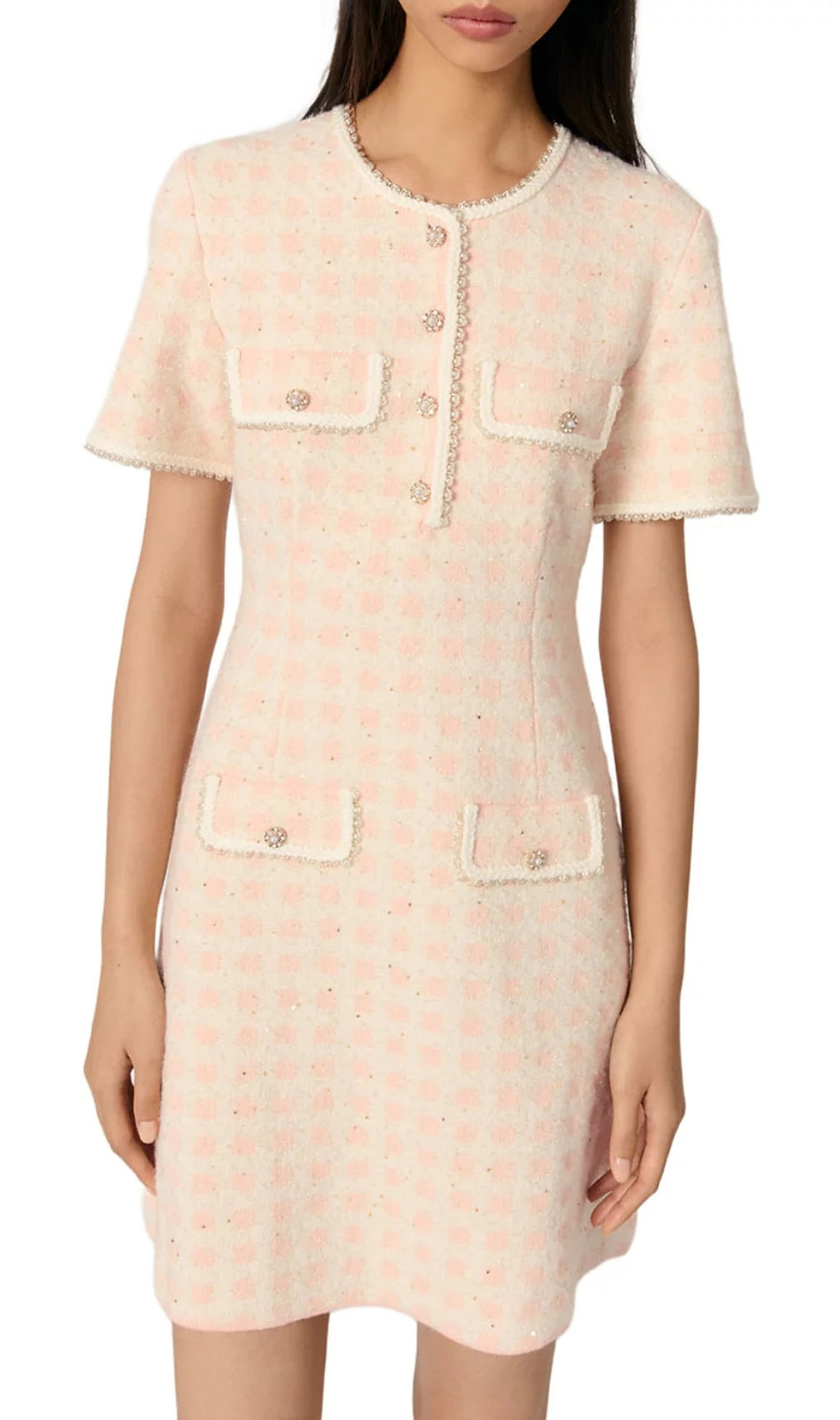 Rartingal Tweed Effect Knit Short Dress