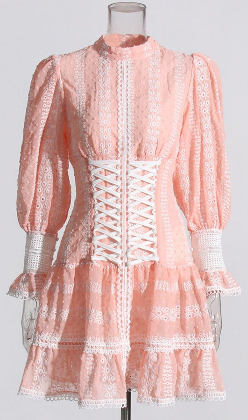 Flouncy Ruffles Short Corset Dress In Pink
