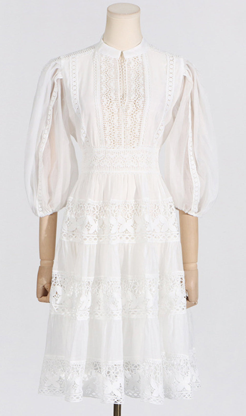 Astrea Puff Sleeve Embroidery Mini Dress