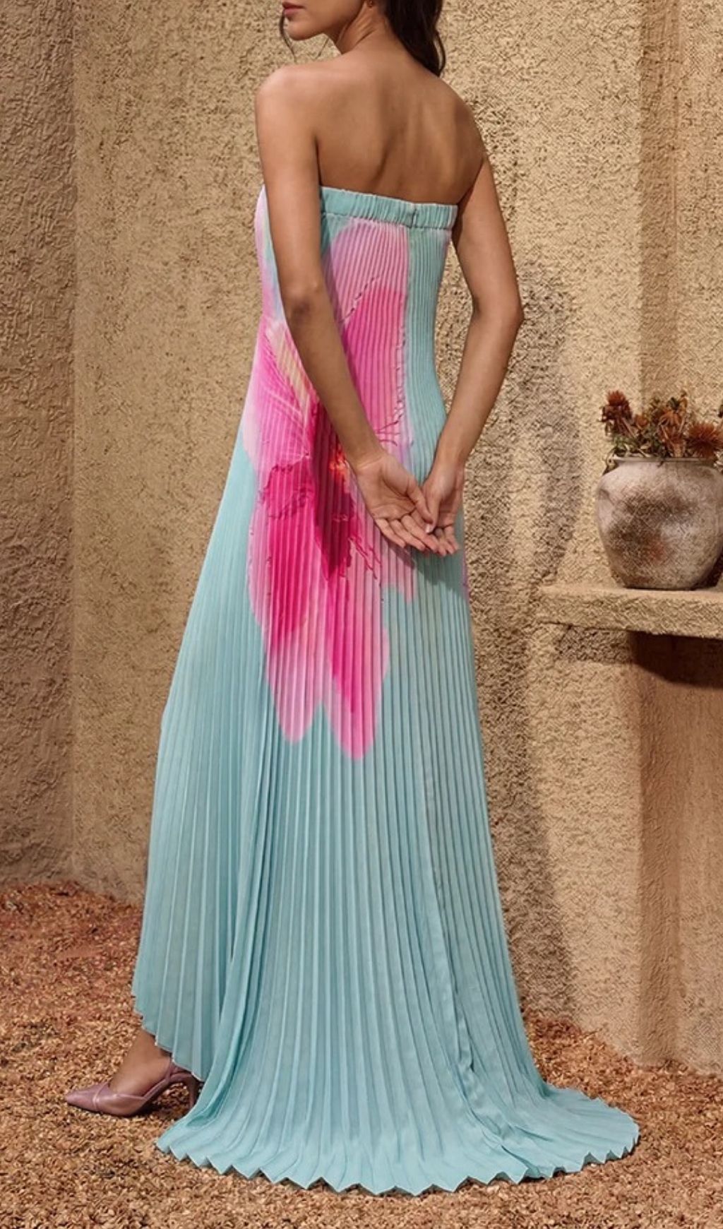 Yexila Summer Bloom Strapless Pleated Maxi Dress - Effortless Floral Elegance