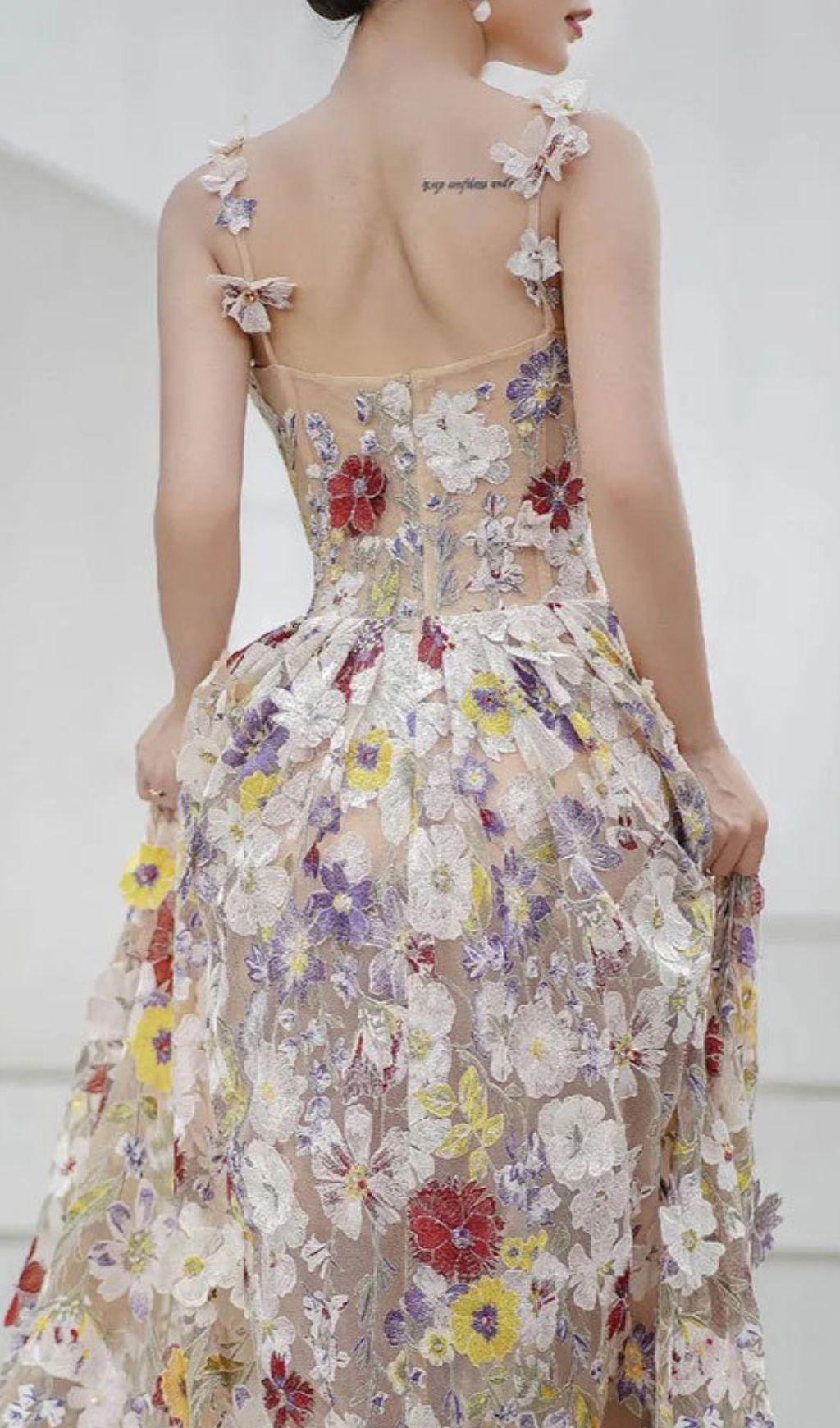 Jansje Enchanted Floral Appliqué Maxi Dress - Romantic Strappy Gown for Women