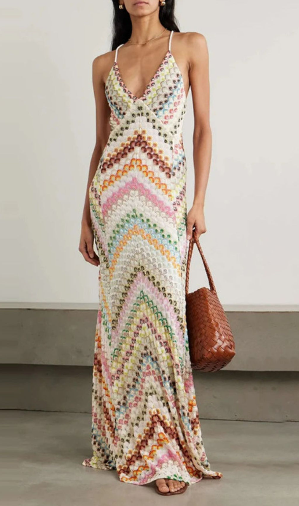 Hadas Boho Chic Crochet Knit Backless Maxi Dress - Colorful & Vibrant
