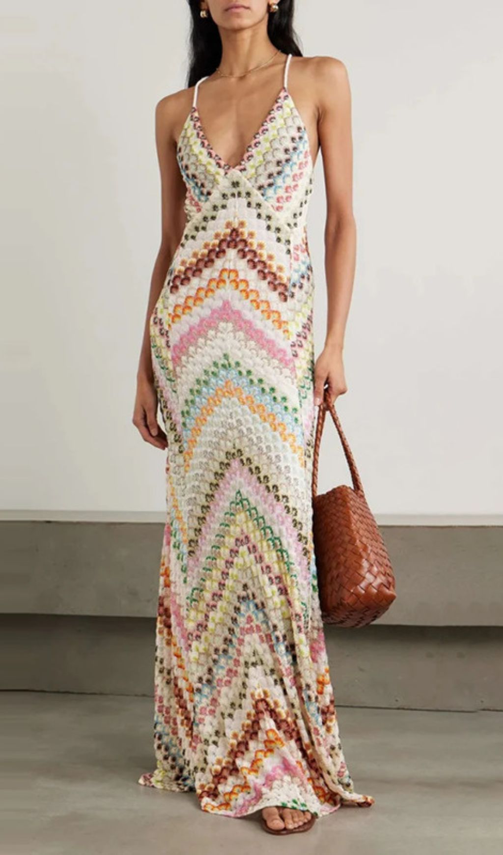 Hadas Boho Chic Crochet Knit Backless Maxi Dress - Colorful & Vibrant