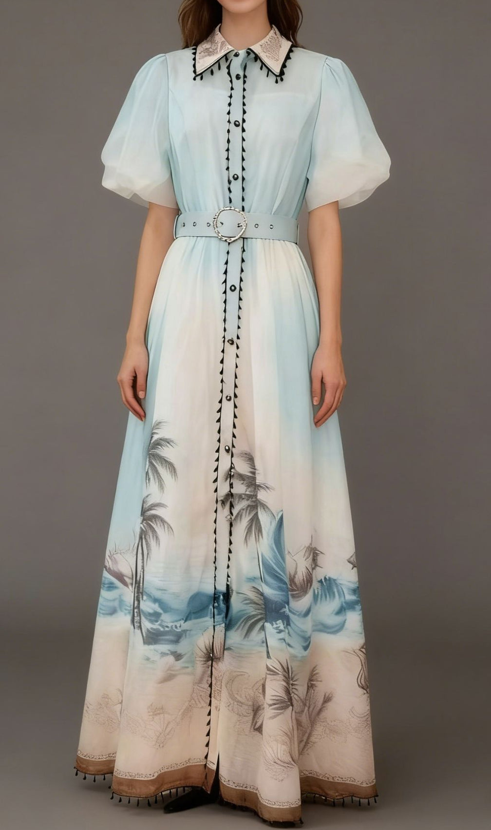 Karrie Blue Tropical Print Maxi Dress | Elegant Resort & Vacation Style