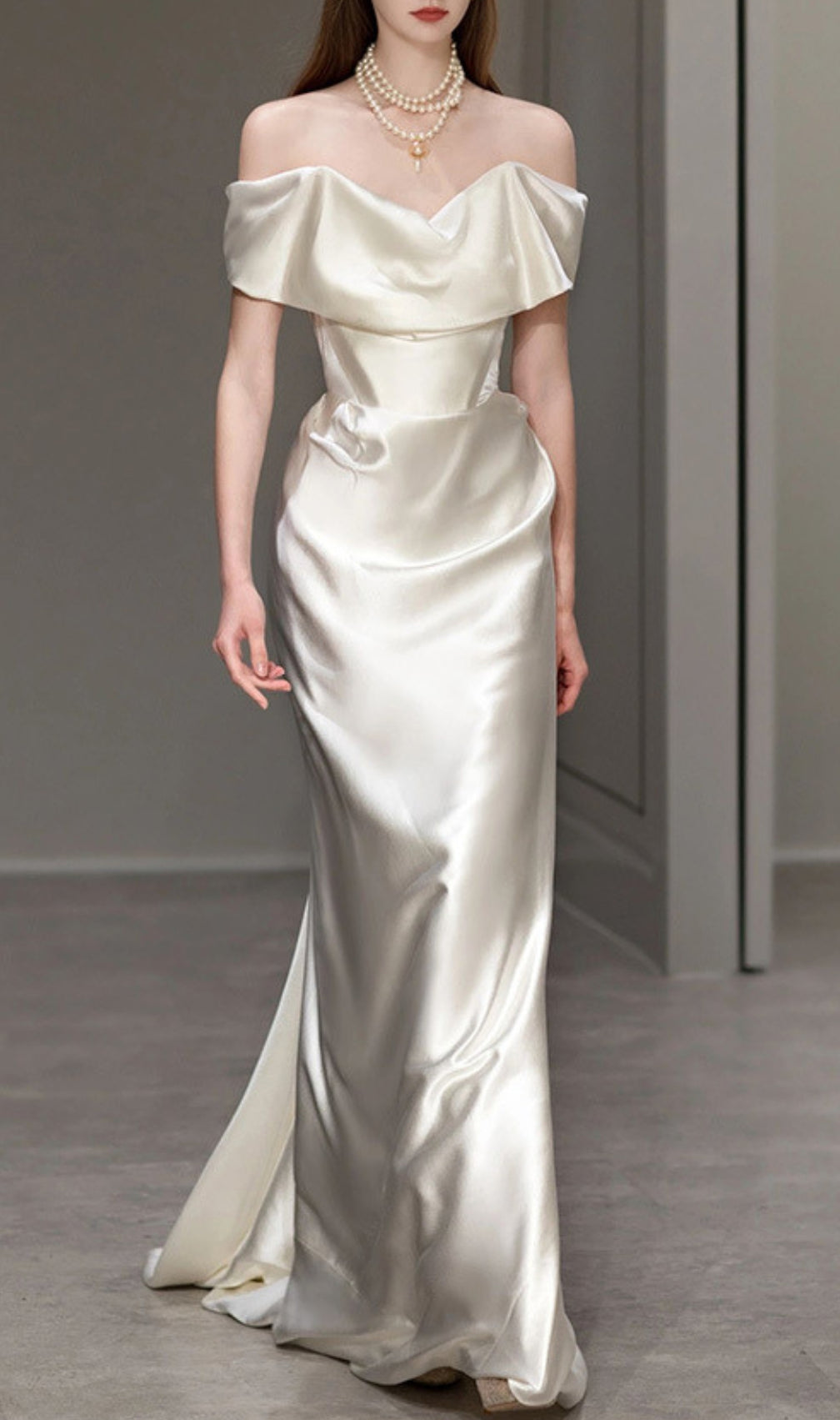 Carmiya Satin Off-Shoulder Wedding Dress