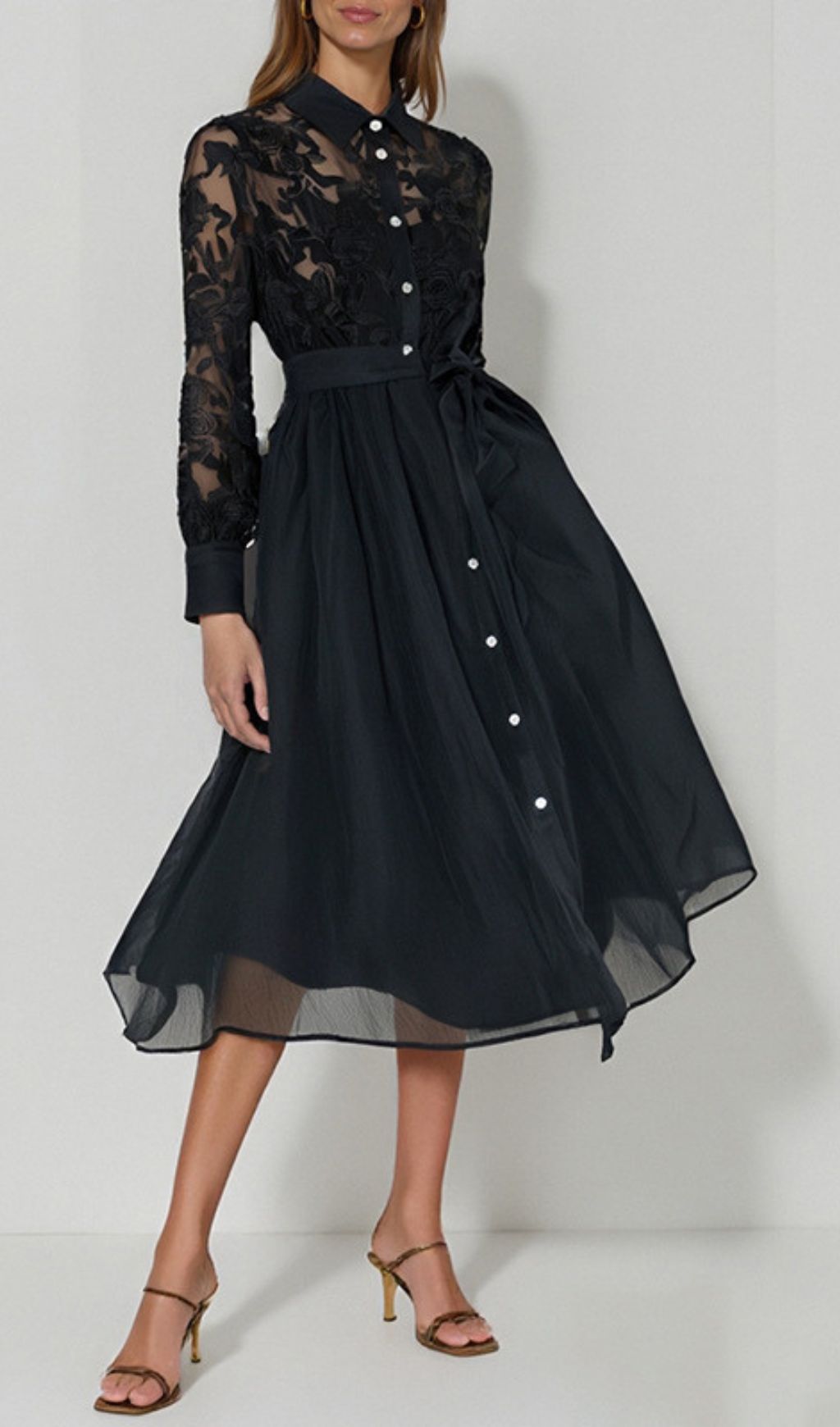 Haidee Long Sleeve Embroidery Midi Dress