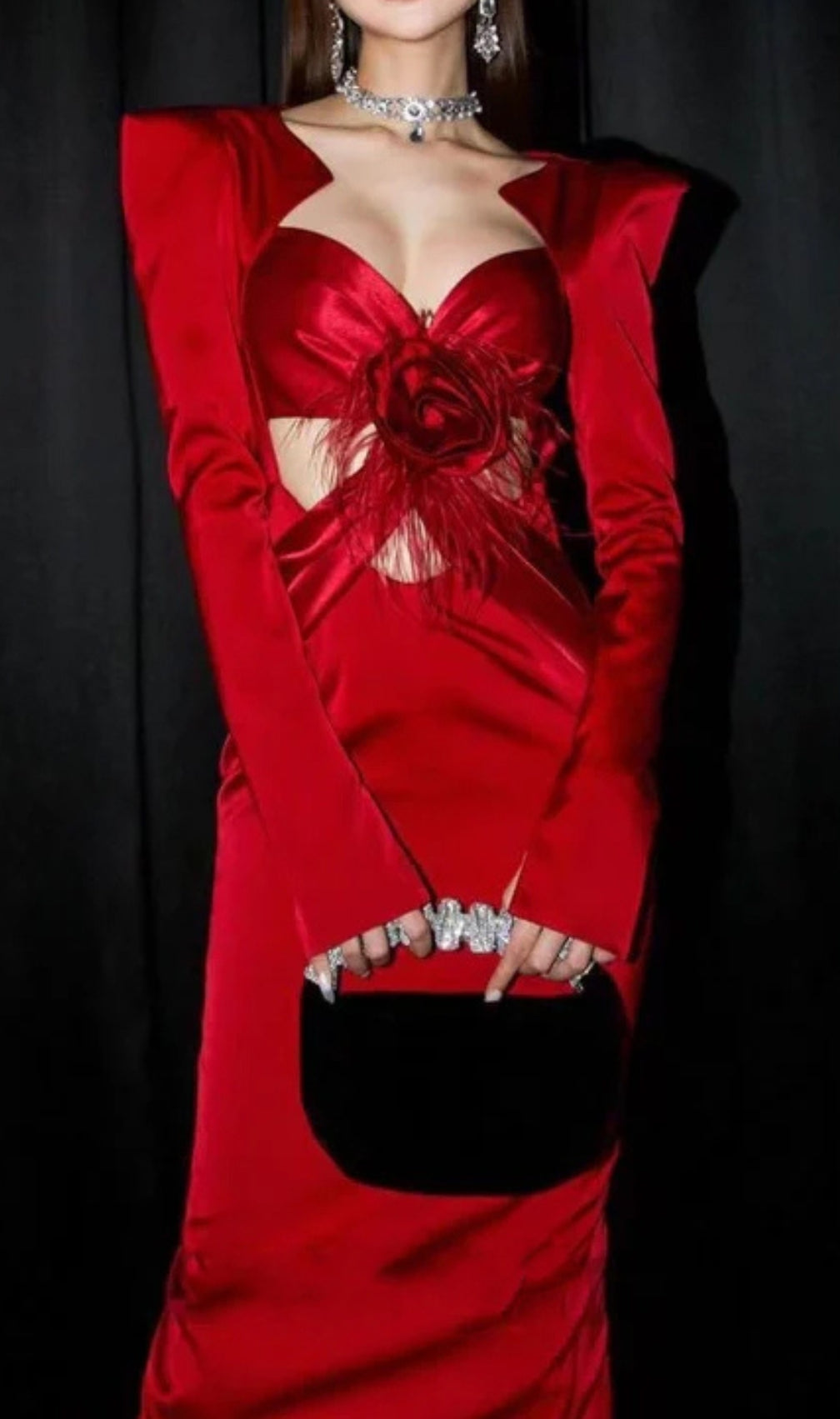 Chipo Flower Long Sleeve Bandage Maxi Dress