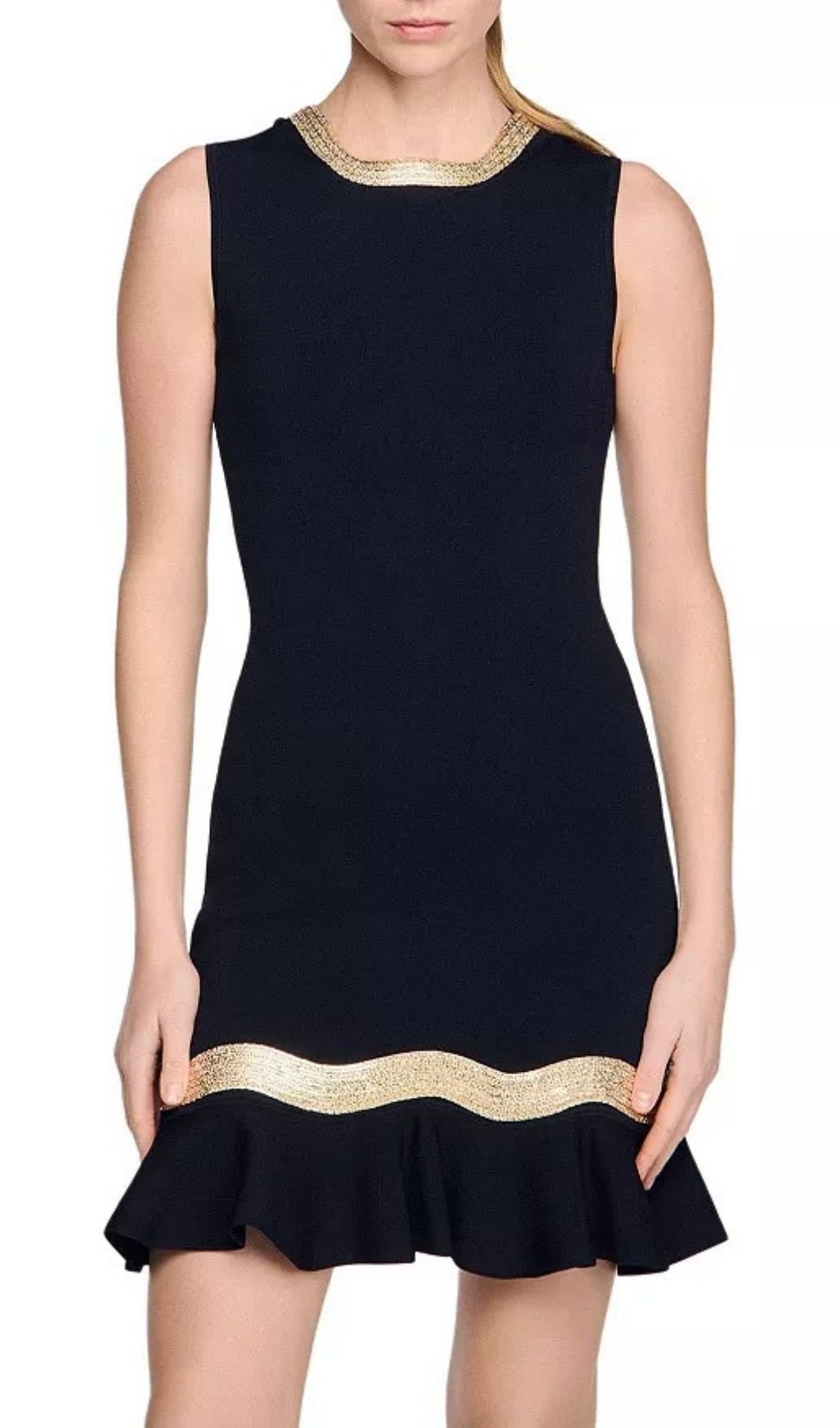 Ophira Metal Chain Trim Knit Short Dress