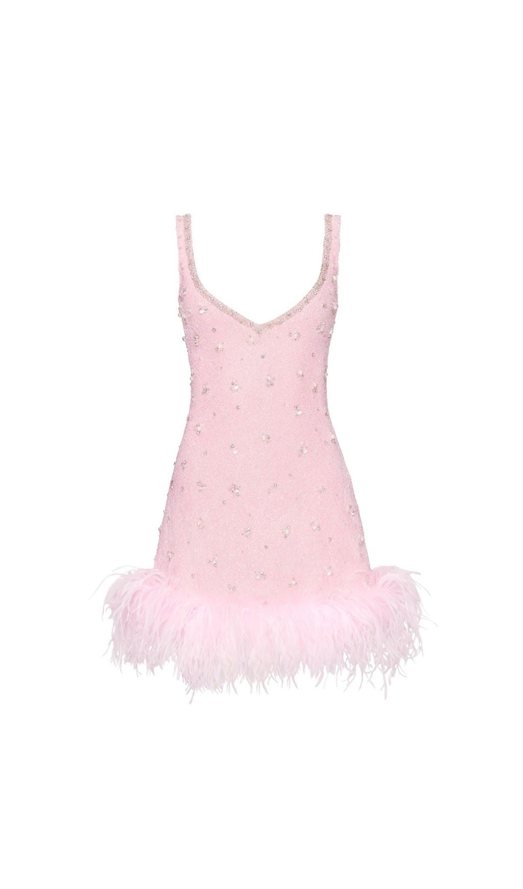 Kiah Sparkle & Feather Pink Mini Dress for Women