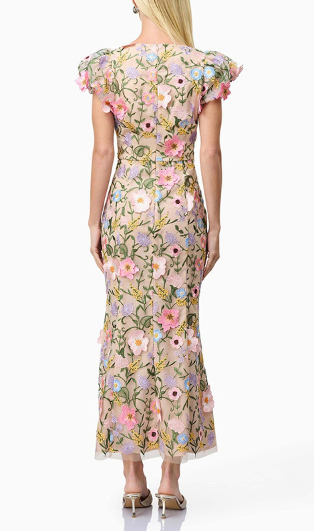 Elvio Flower Embroidery Midi Dress