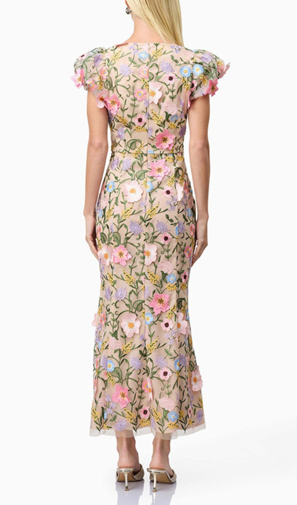 Elvio Flower Embroidery Midi Dress