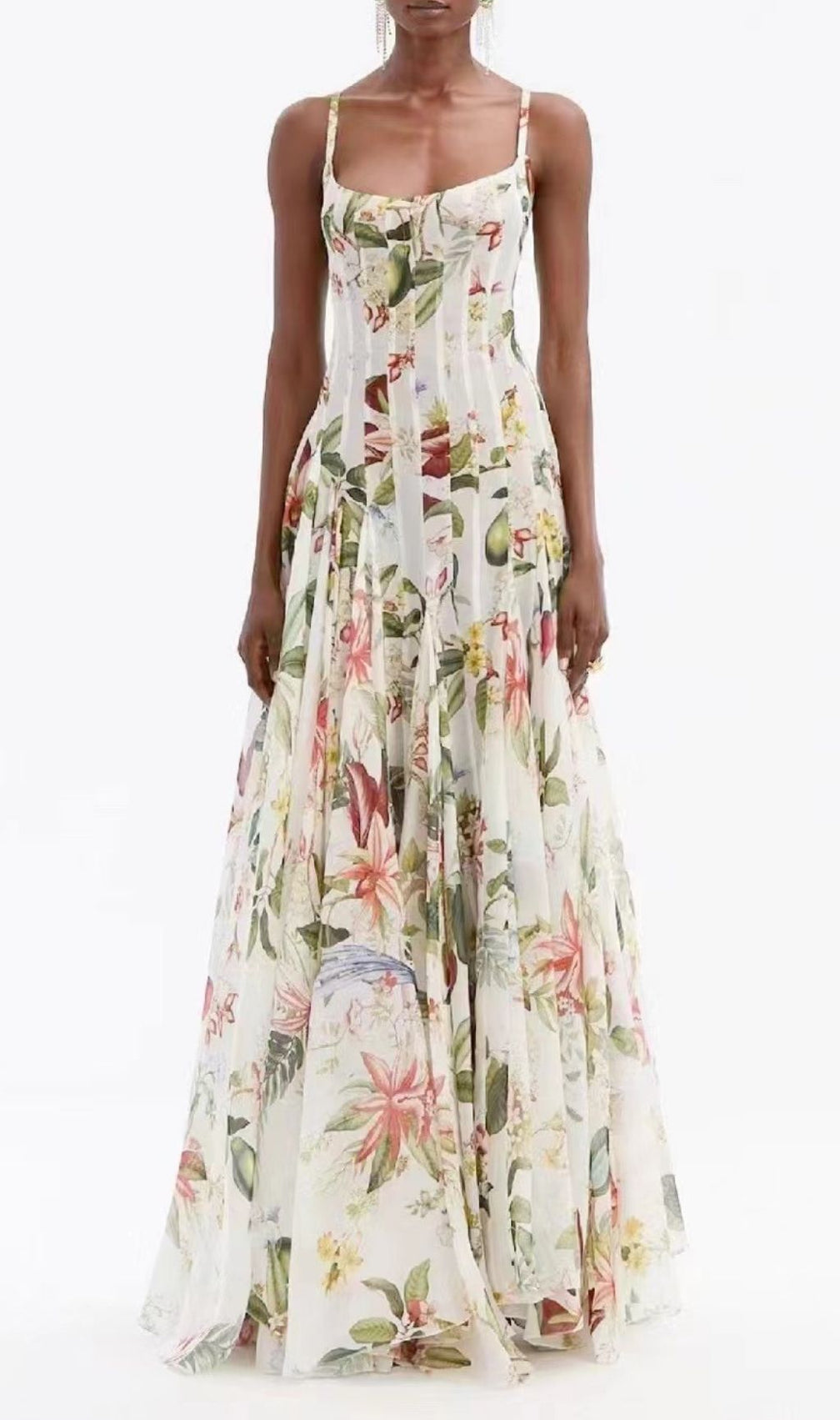 Kennice Elegant Strappy Floral Maxi Dress - Perfect for Summer Weddings & Garden Parties