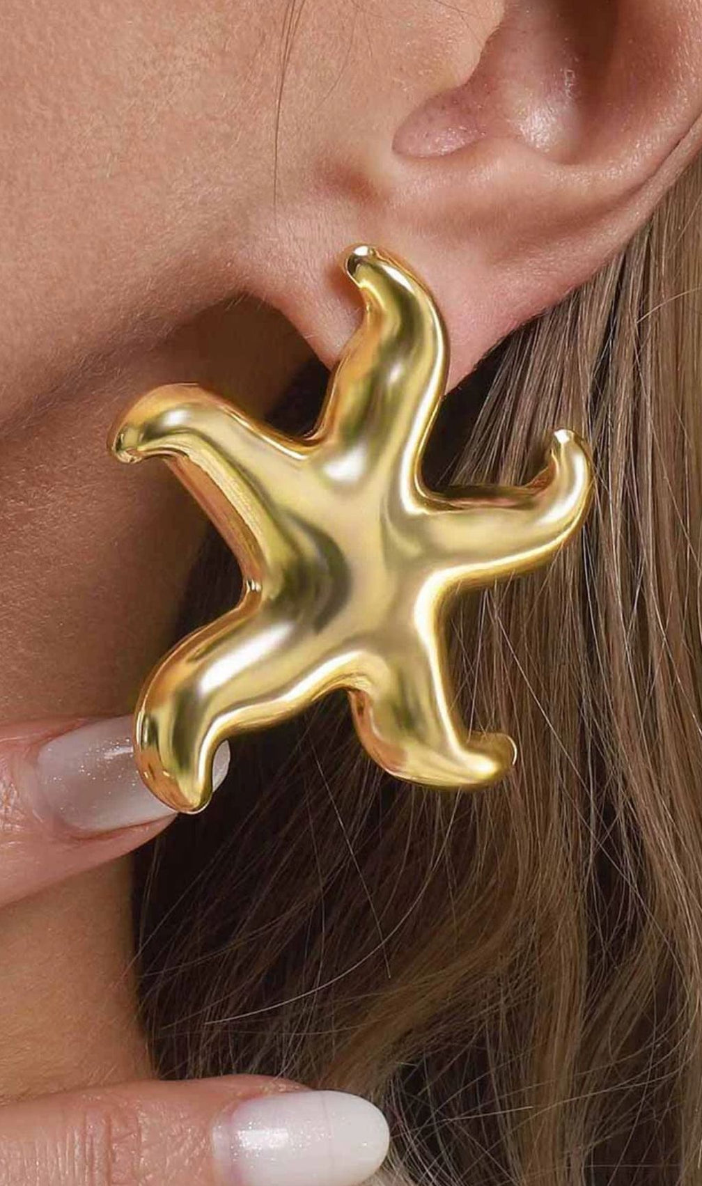 Jovie Gold Starfish Statement Earrings | Sculptural Ocean Chic