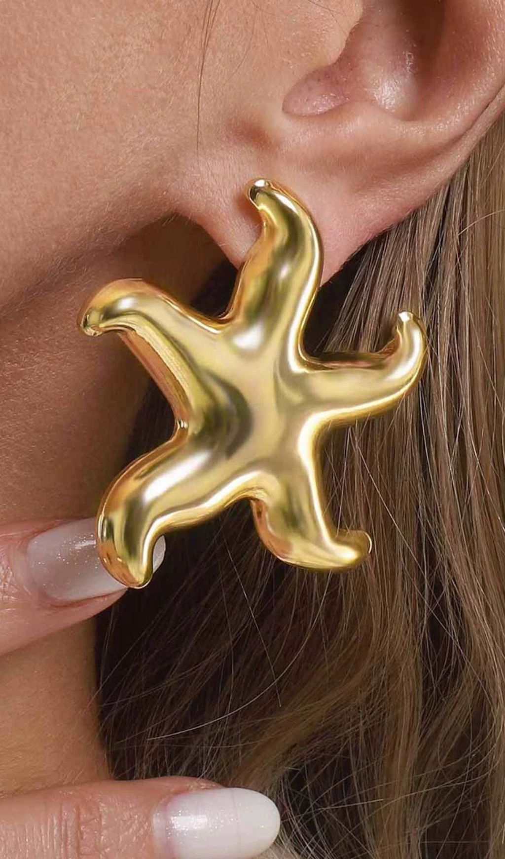 Jovie Gold Starfish Statement Earrings | Sculptural Ocean Chic