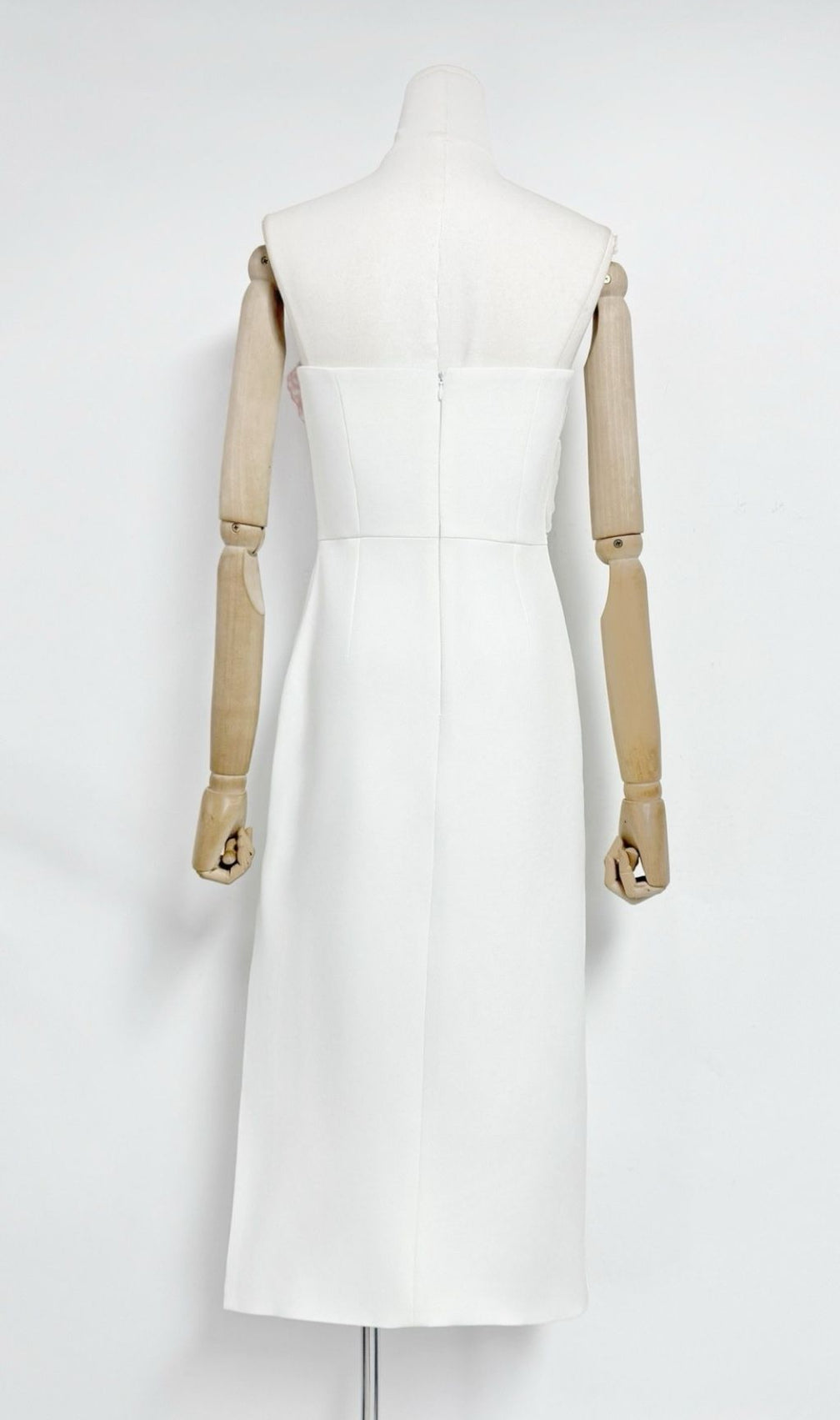 Kifle Blossom White Strapless Floral Embroidered Midi Dress