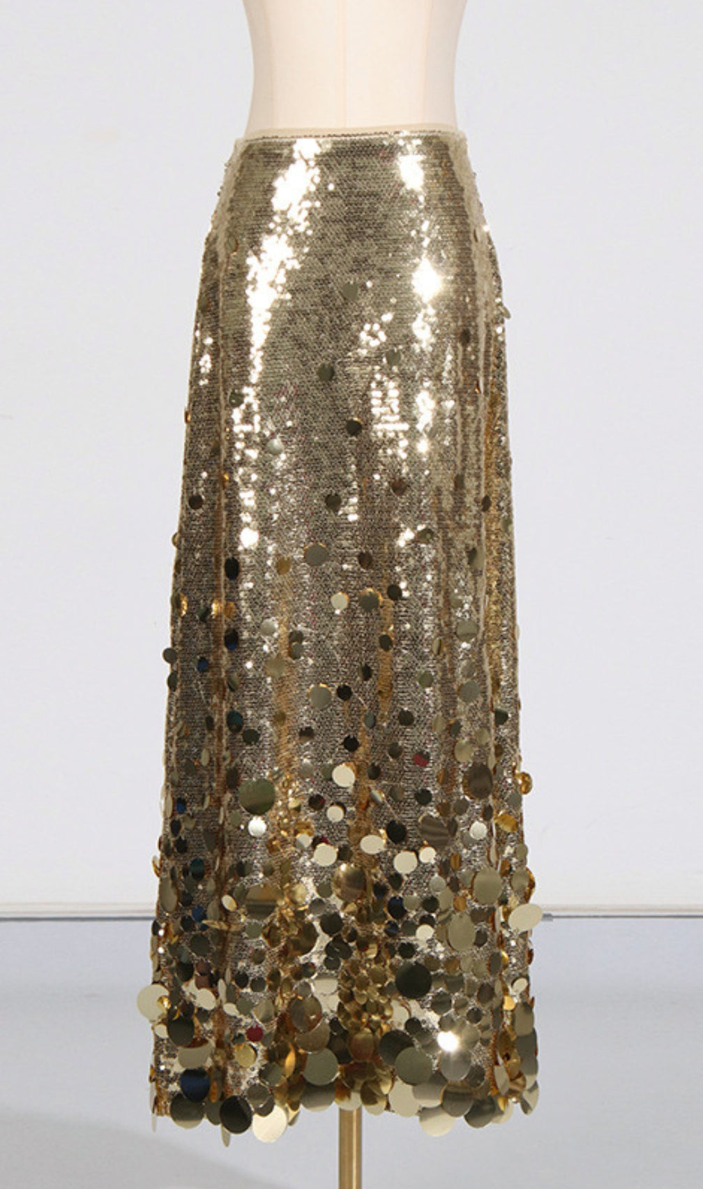 Damica Gold Sequin Maxi Skirt