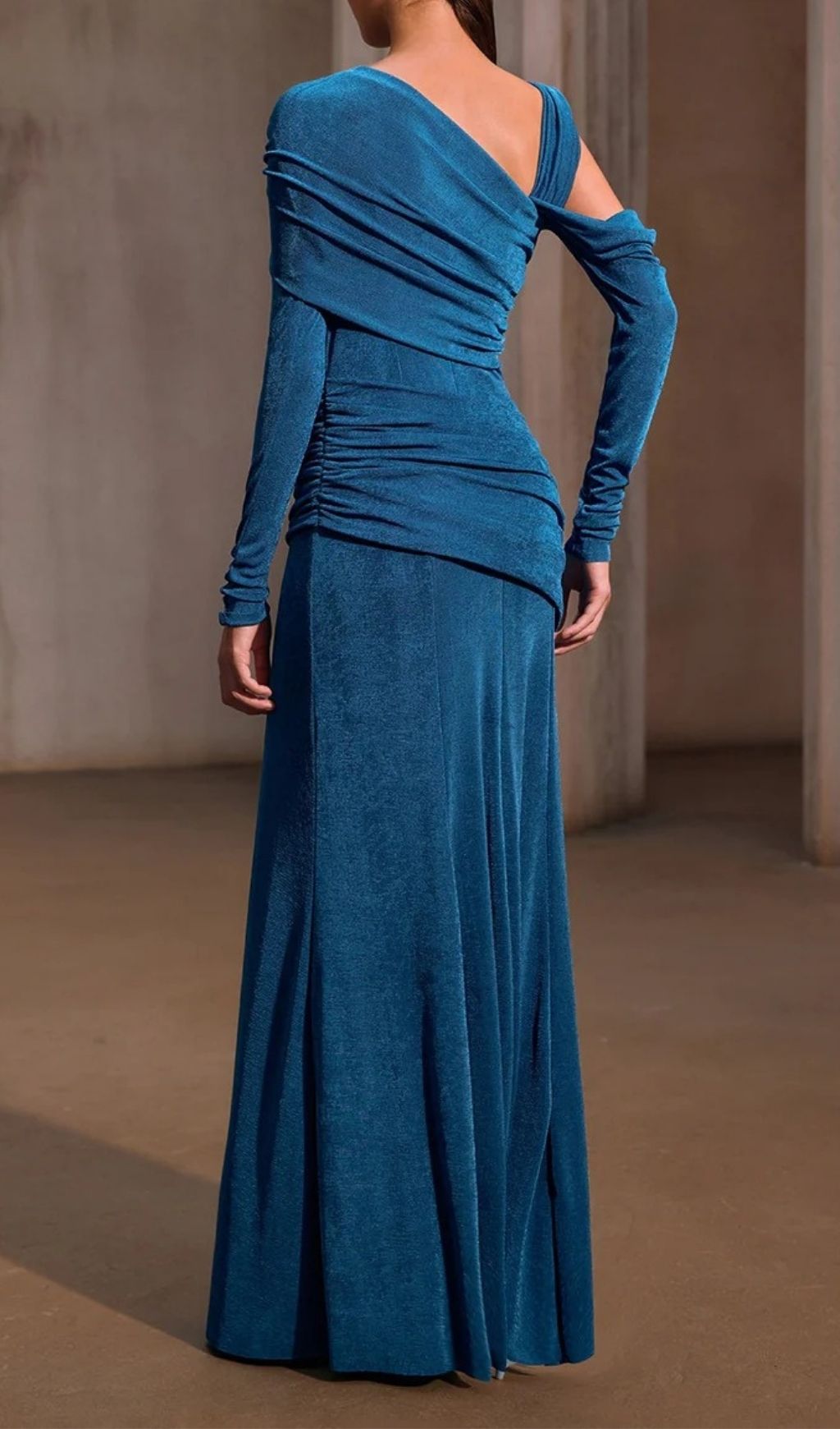 Xelyxan Shimmering One Shoulder Ruched Maxi Dress - Elegant Evening Gown