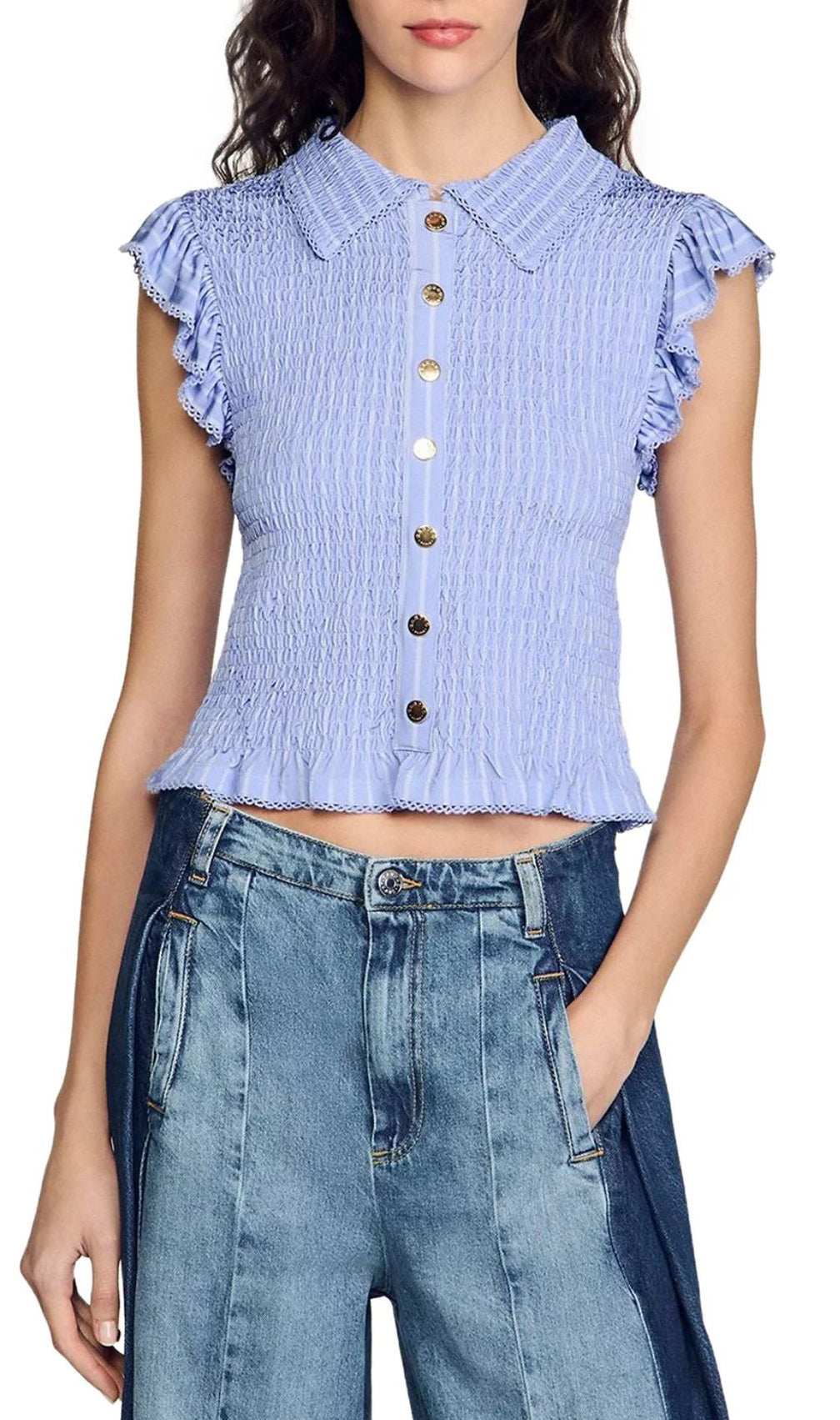 Satin Smocked Top