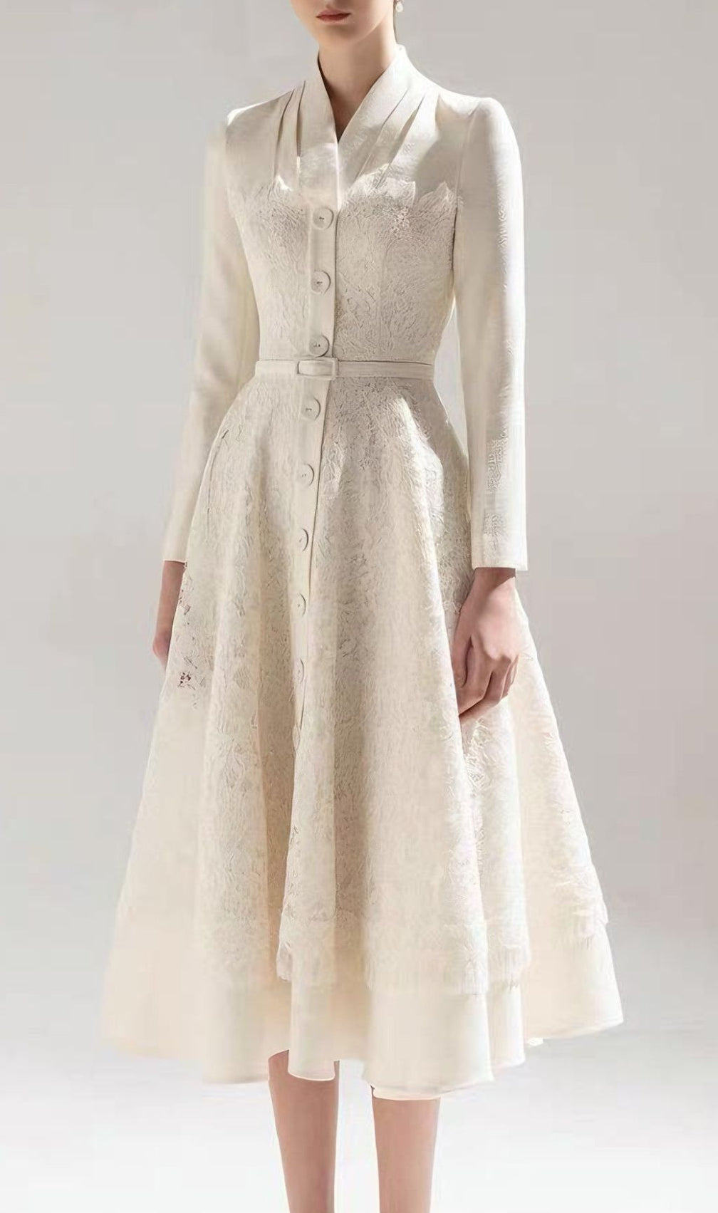 Jamir Elegant Lace Long Sleeve Midi Dress | Timeless Sophistication for Women