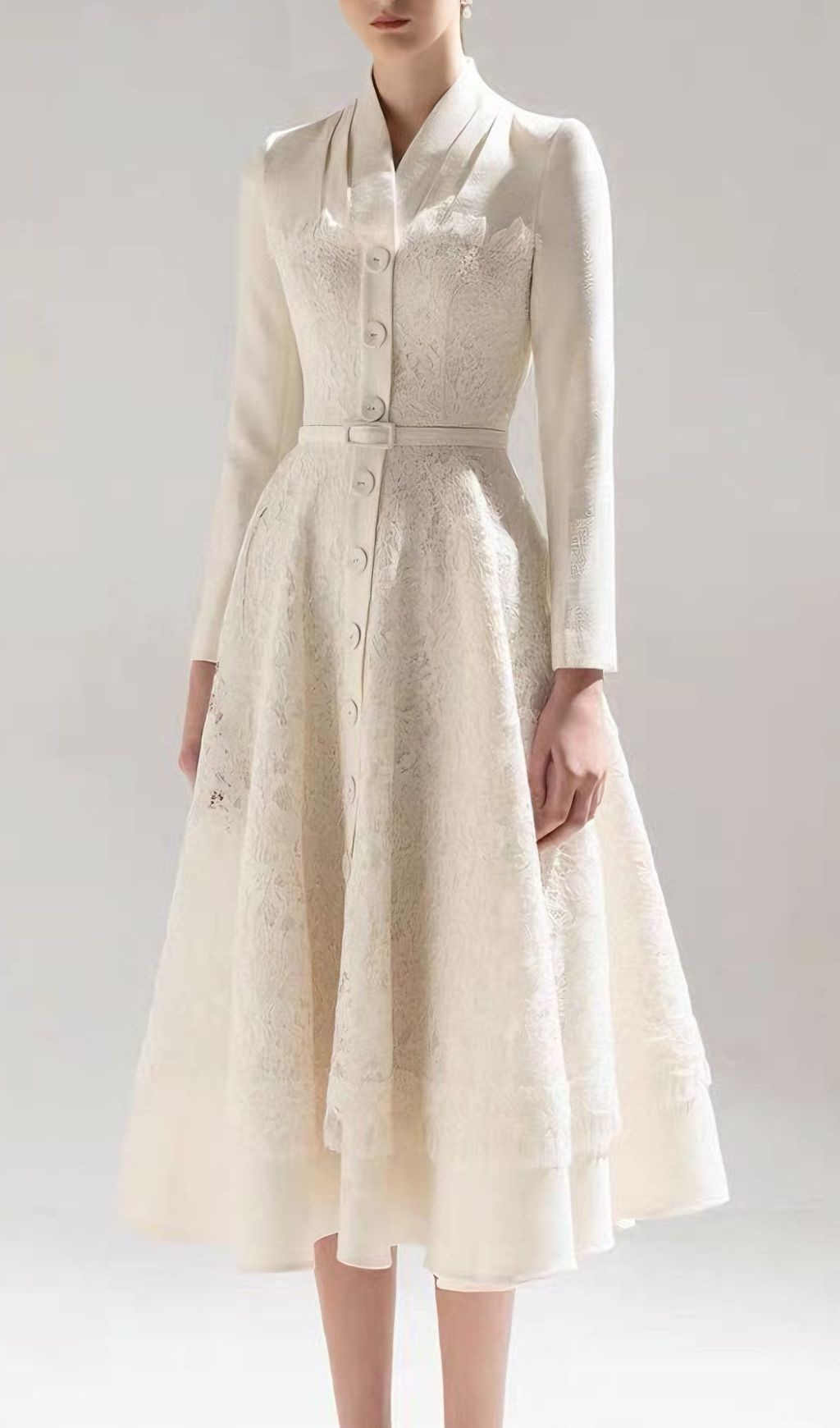 Jamir Elegant Lace Long Sleeve Midi Dress | Timeless Sophistication for Women