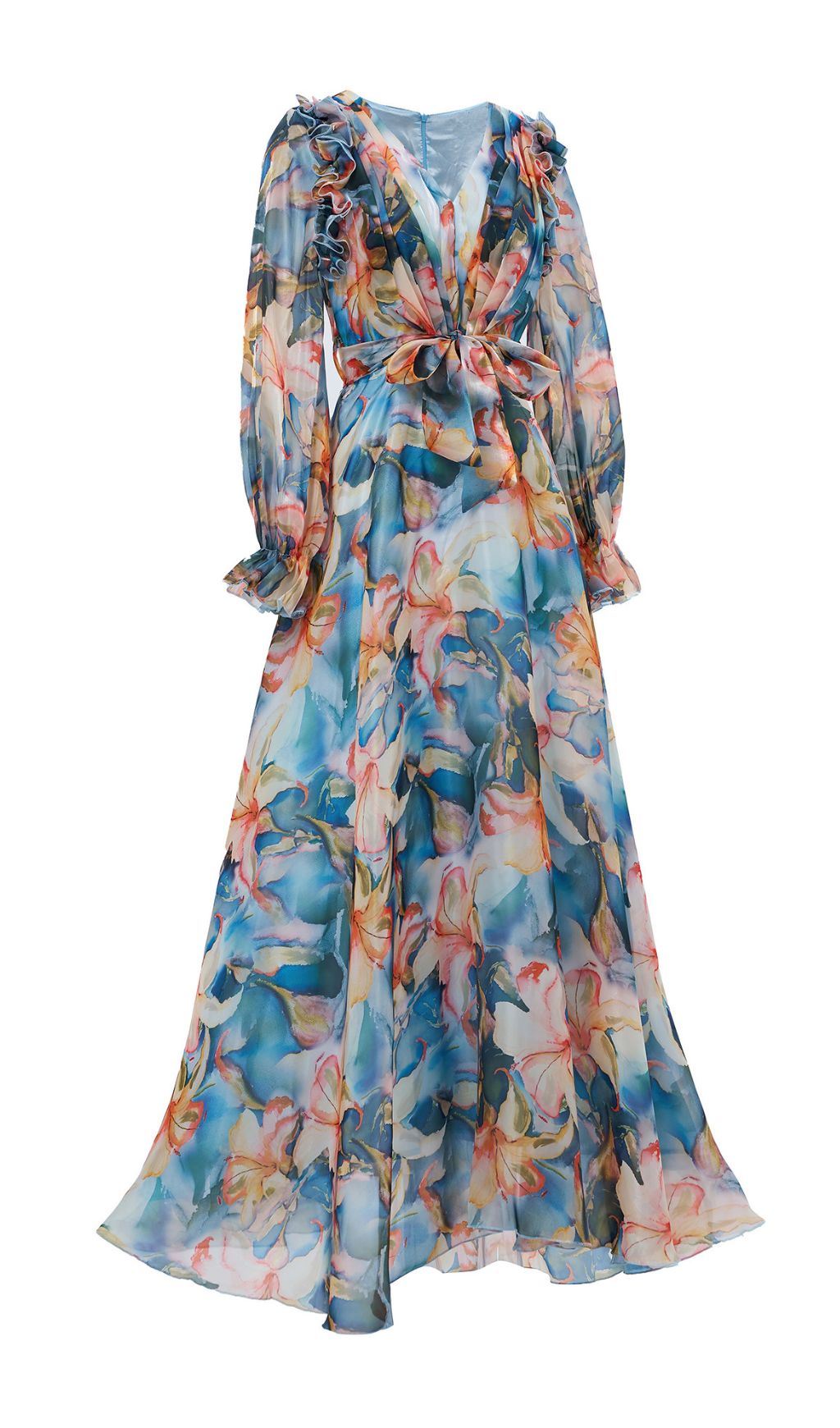 Fenicia Blue Floral Printed Maxi Dress
