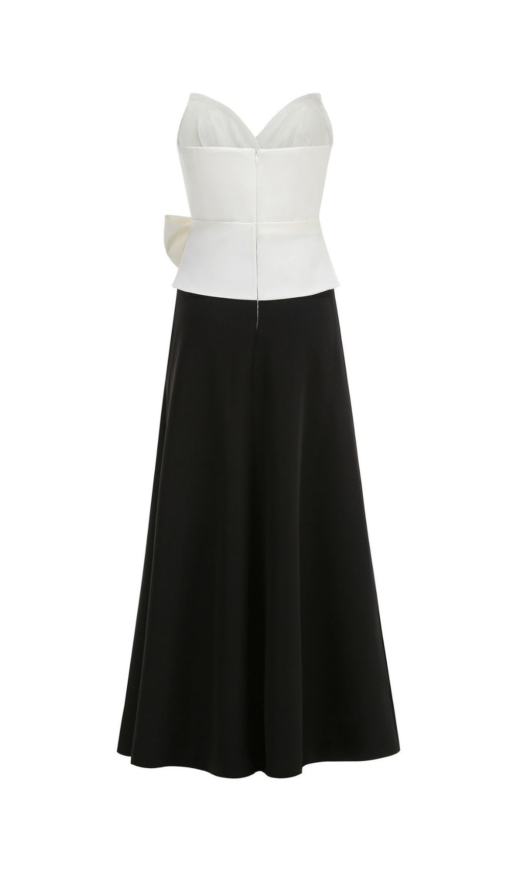 Kevine Elegant Strapless Bow Maxi Dress with High Slit | Formal Evening Gown