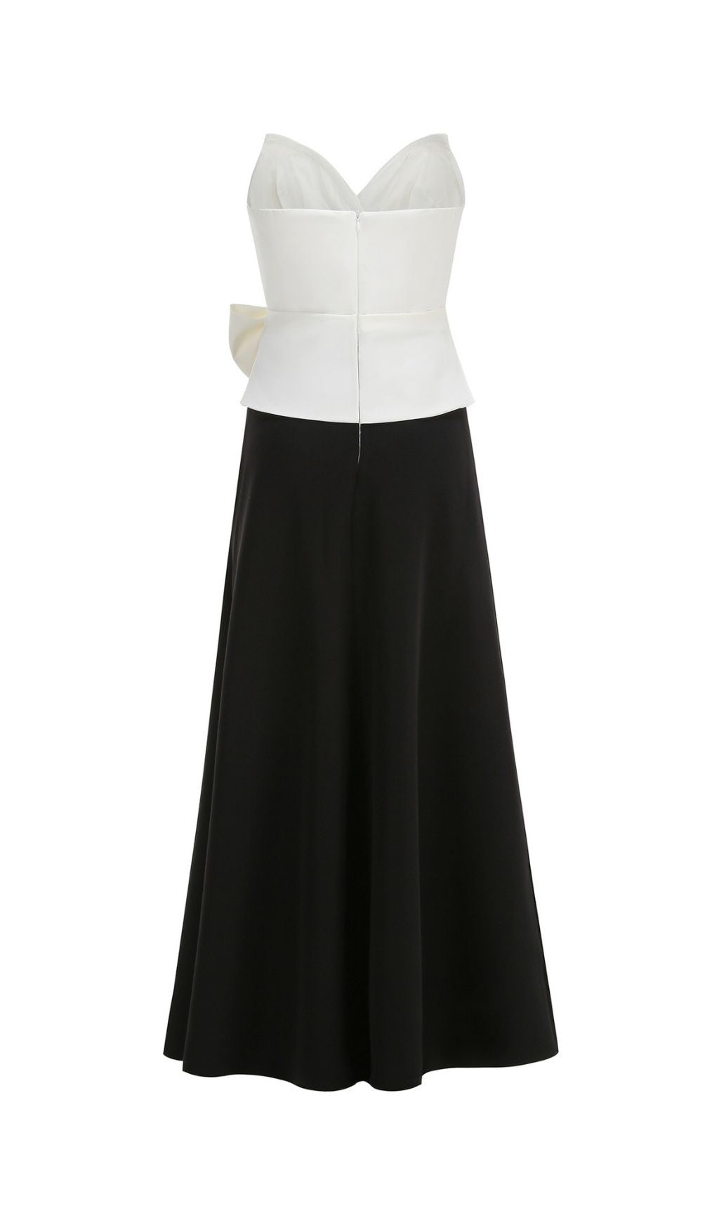 Kevine Elegant Strapless Bow Maxi Dress with High Slit | Formal Evening Gown