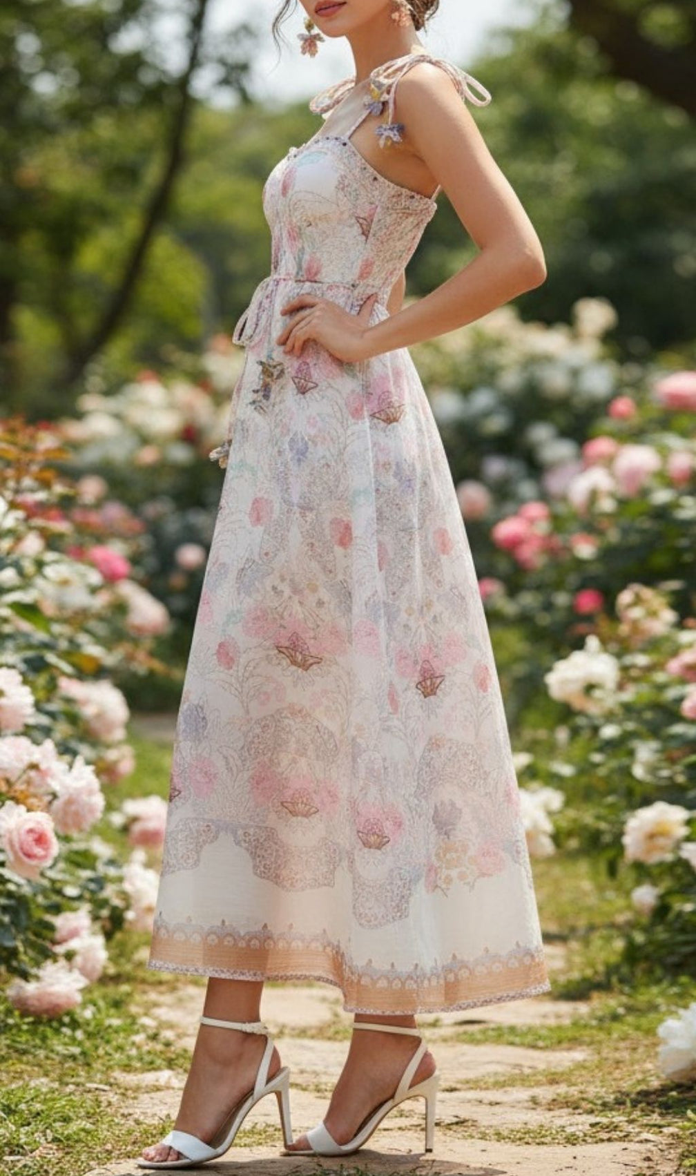 Karol Romantic Floral Maxi Dress - Bohemian Strappy Gown for Women