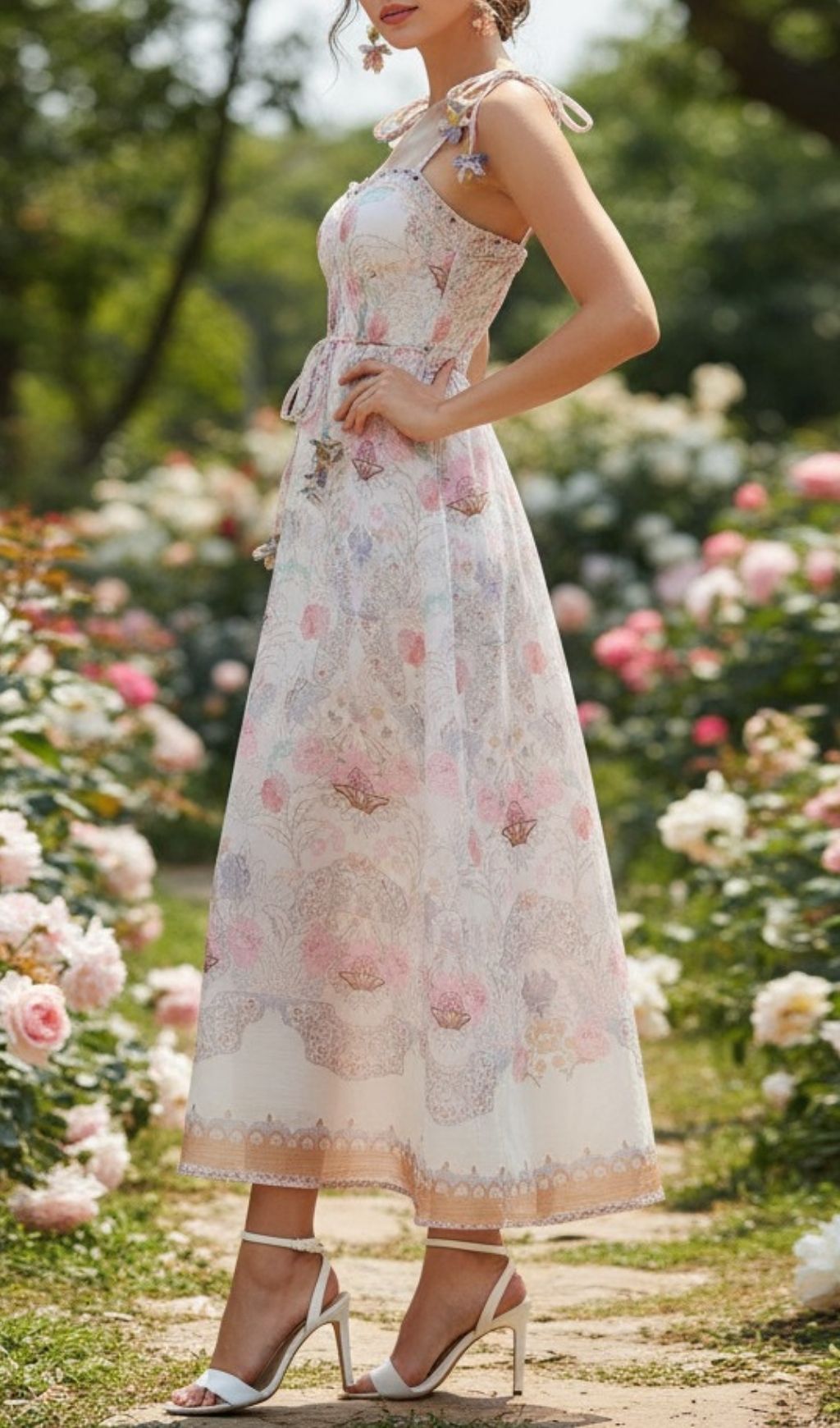 Karol Romantic Floral Maxi Dress - Bohemian Strappy Gown for Women