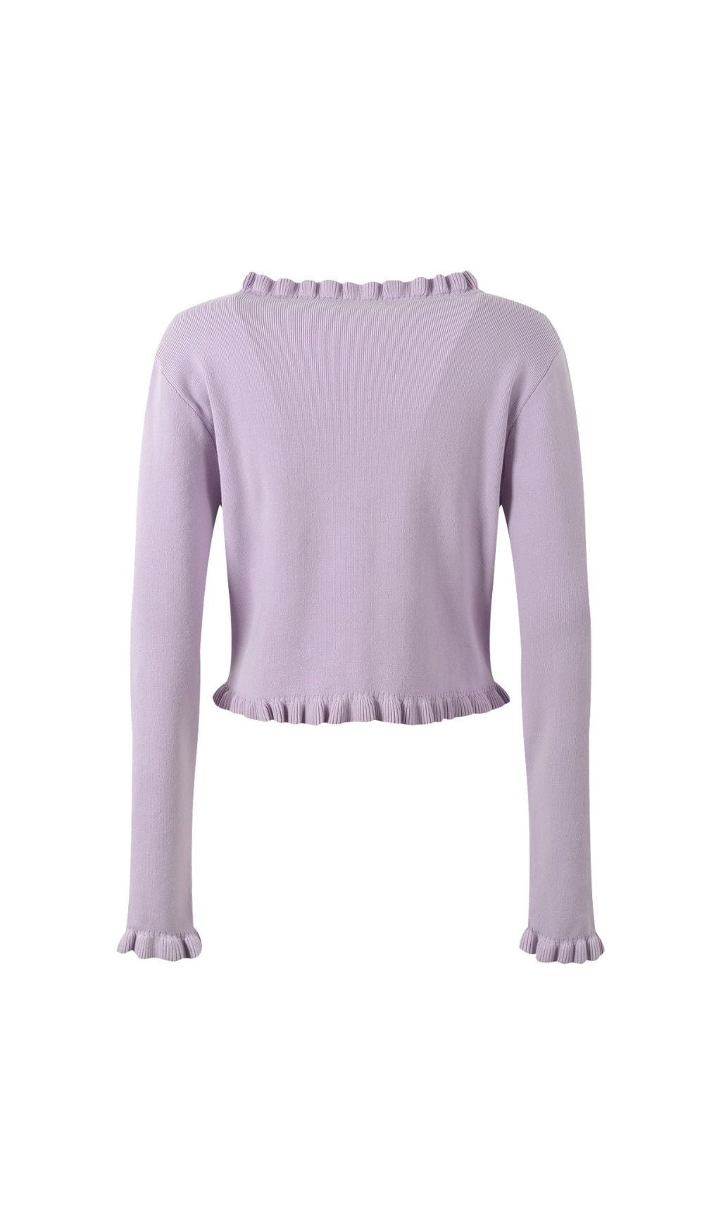 Romantic Lilac Floral Appliqué Knit Cardigan & Midi Dress Set