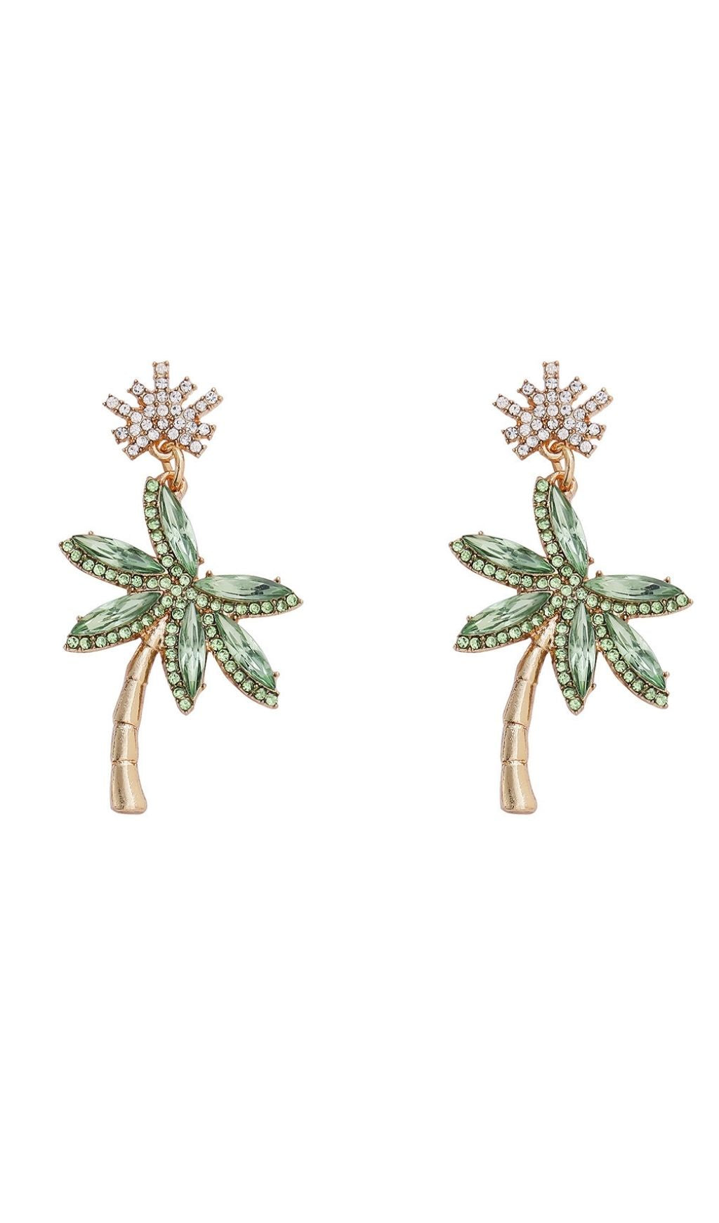 Dazzling Crystal Palm Tree Dangle Earrings for Women - Tropical Glamour