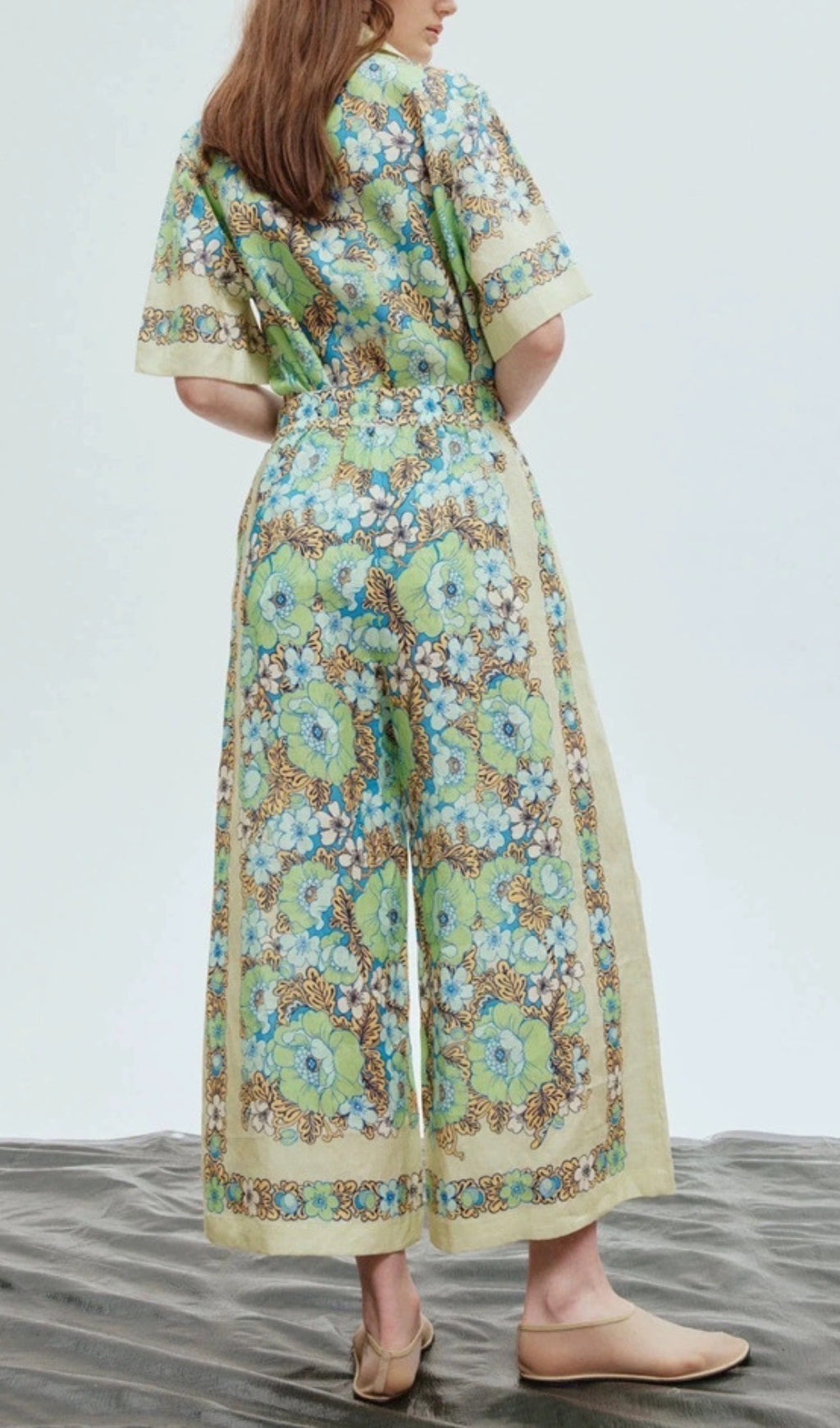 Alonsa Green Floral Two-Piece Suit