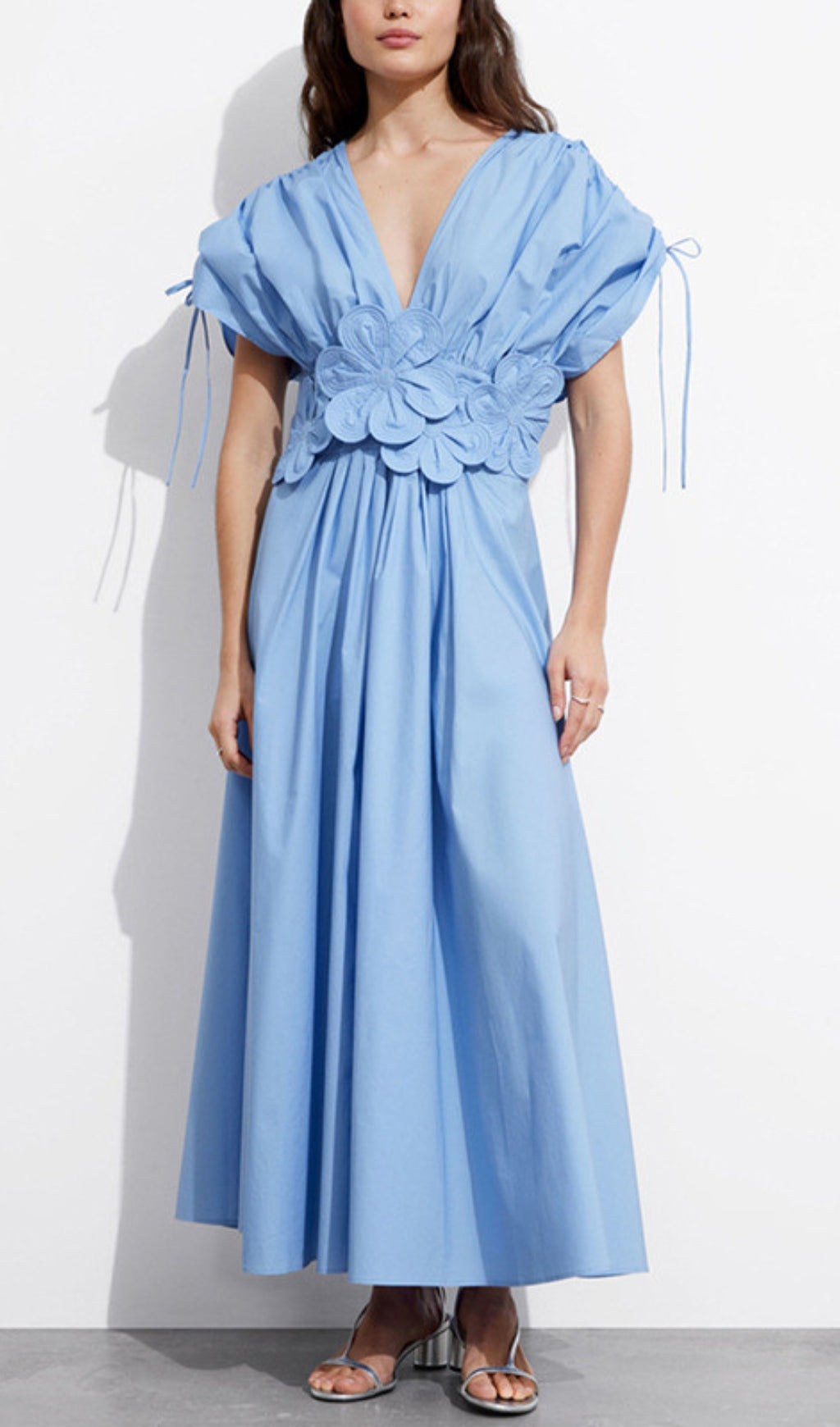 Darra V-Neck Flower Waist Maxi Dress