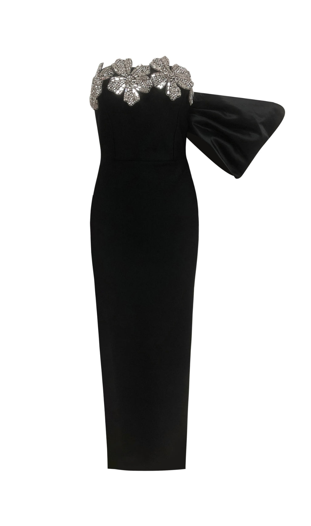 Delyth Black Flower One-Shoulder Maxi Dress