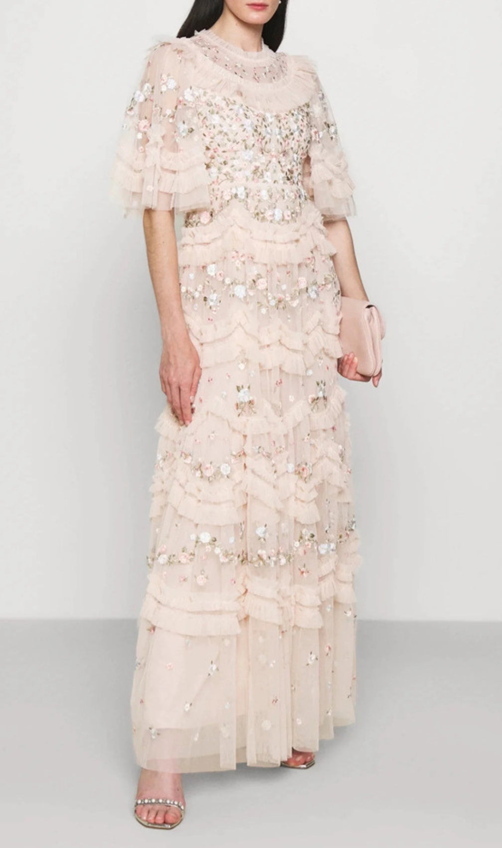 Dido Flower Embroidery Mesh Maxi Dress