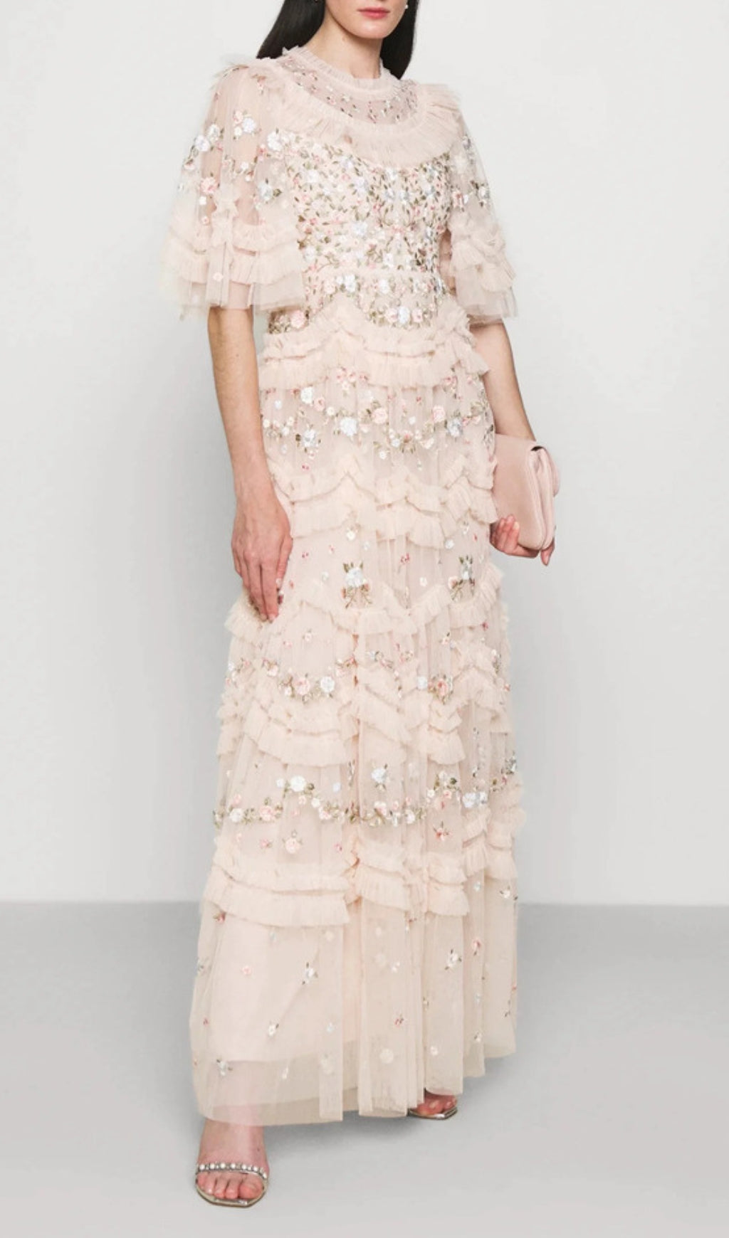 Dido Flower Embroidery Mesh Maxi Dress