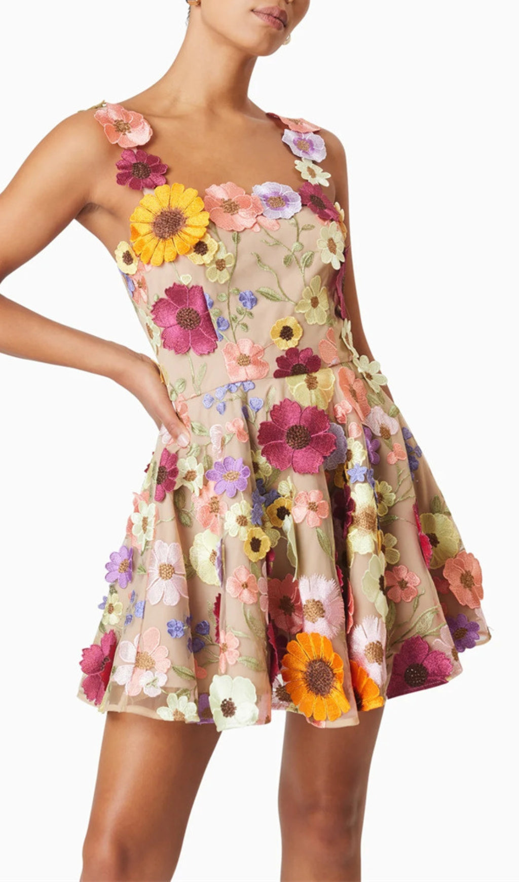 Deva Flower Embellished Mini Dress