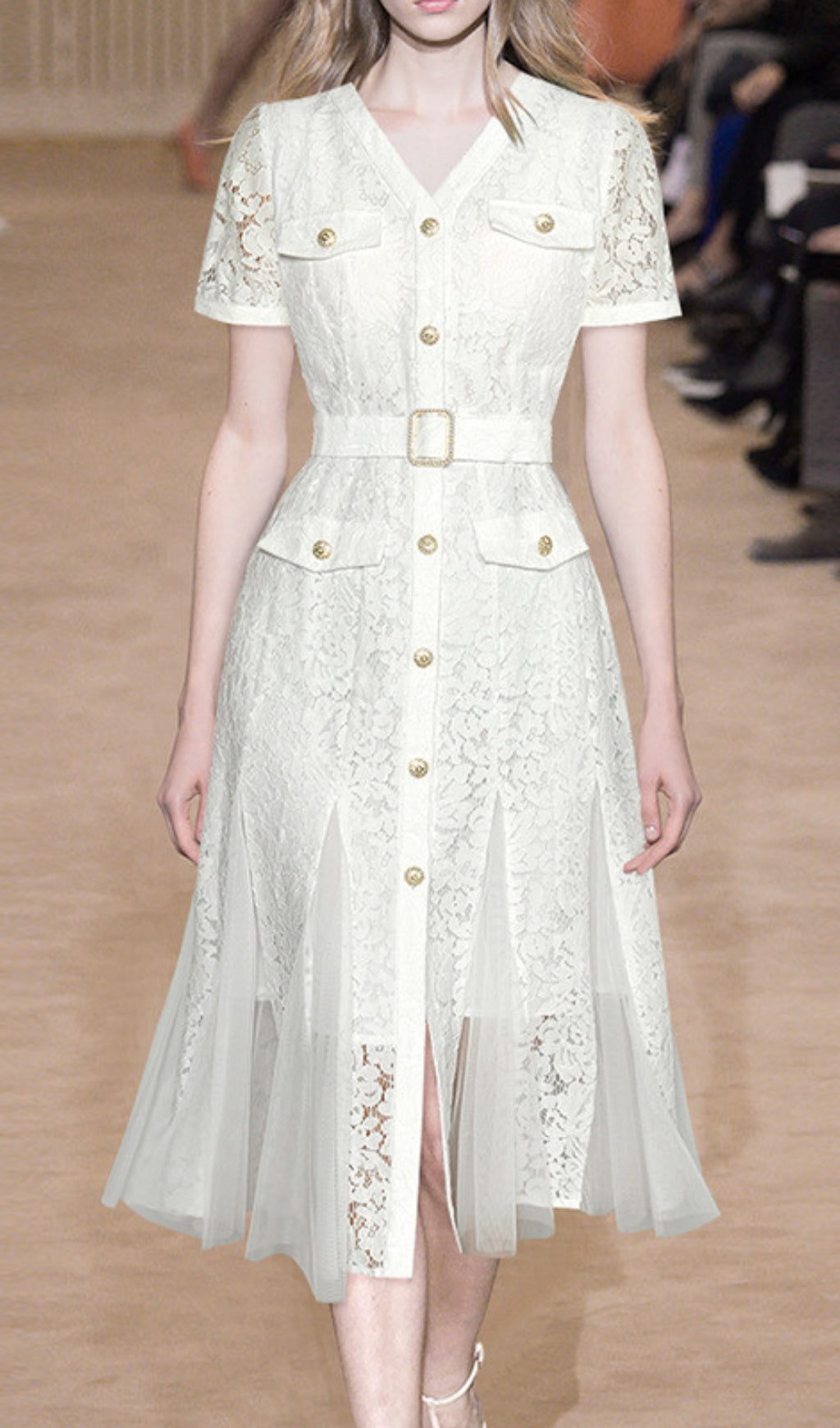 Audriana White Lace Midi Dress