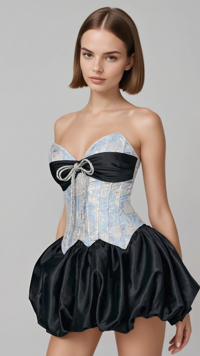 Bethari Strapless Corset Puffy Mini Dress