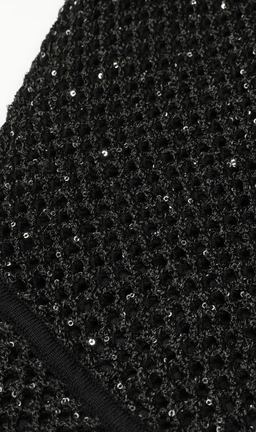 Kimbra Black Sequin Knit Midi Dress | Sleeveless Glamour for Special Nights